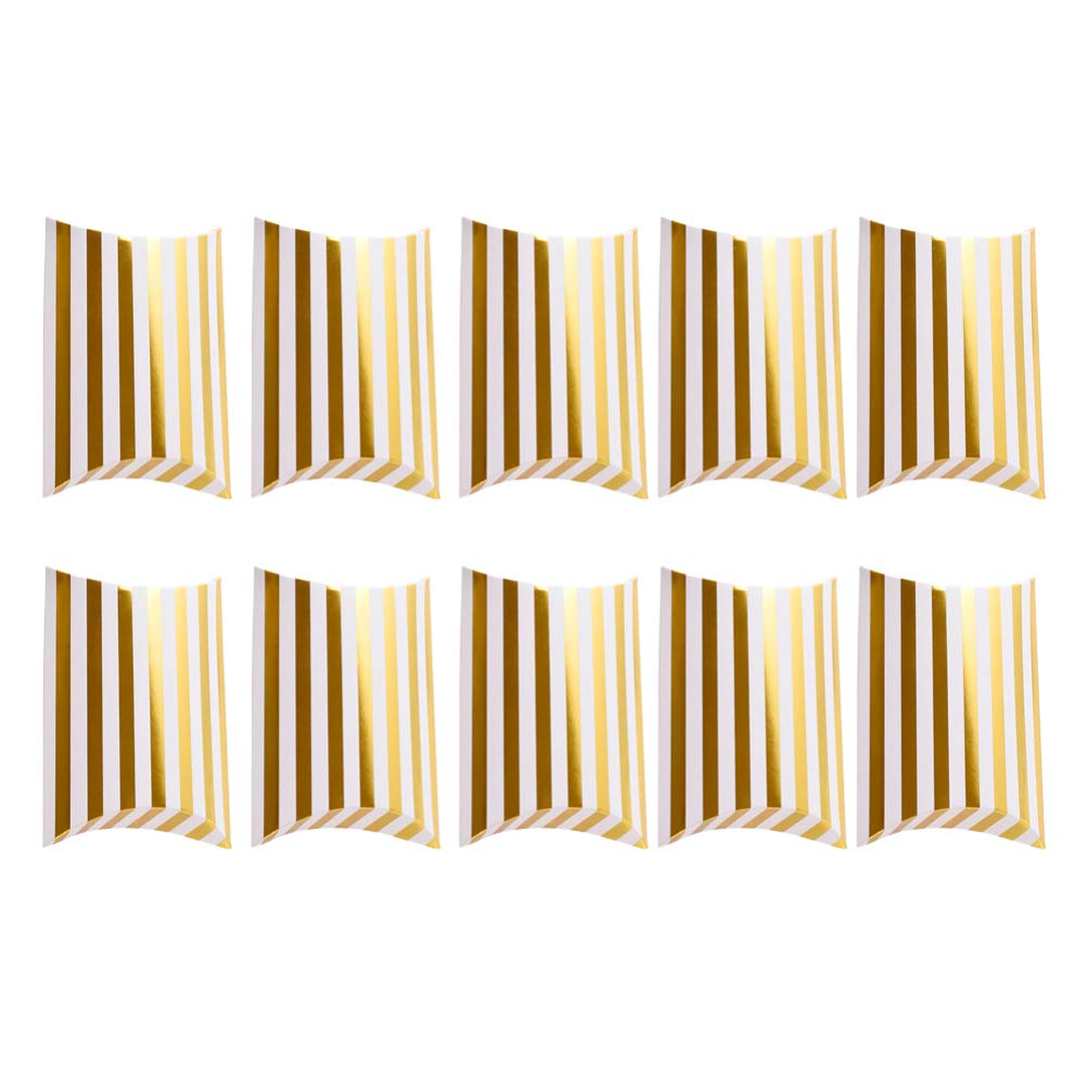 TOPBATHY 10pcs Wedding Candy Boxes - Polka Dot & Stripe Design Pillow Shaped Chocolate Gift Boxes for Birthday, Bridal Shower & Party Favors | Elegant Treat Packaging for Weddings, Baby Showers & Special Events