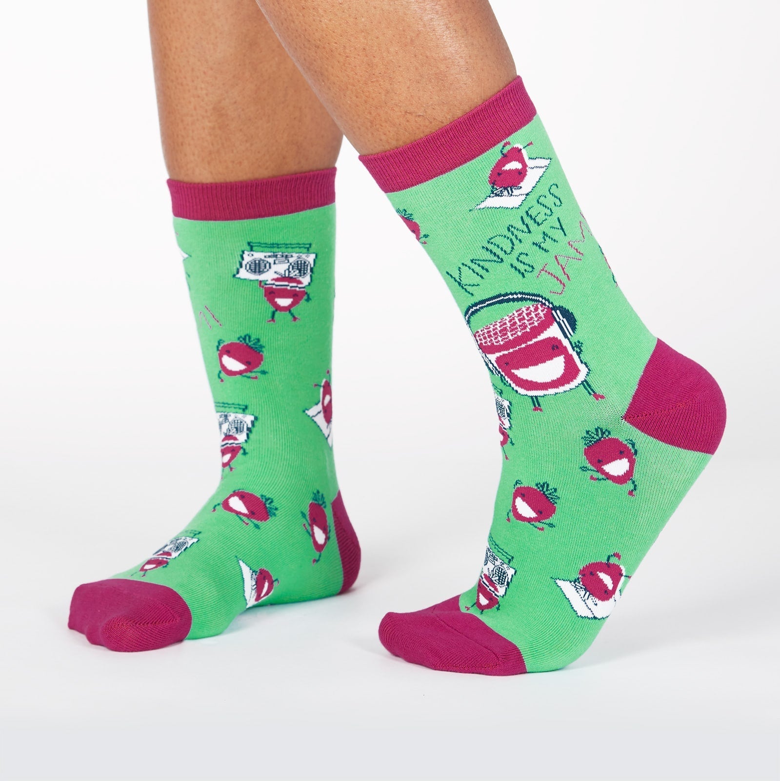 Kindness is My Jam Women's Crew Socks - Fun & Comfortable Casual Socks for Everyday Wear, Work, or Gifts