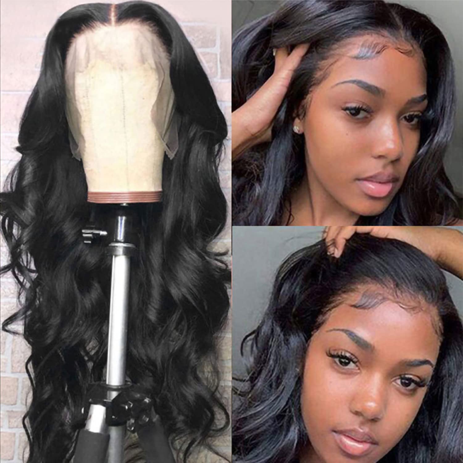 13x6 HD Lace Front Wigs Human Hair 180% Density Body Wave Brazilian Virgin Hair - Pre Plucked Natural Hairline with Baby Hair | Glueless Lace Frontal Wig for Black Women (24 Inch) - Perfect for Daily Wear, Special Occasions & Protective Styling
