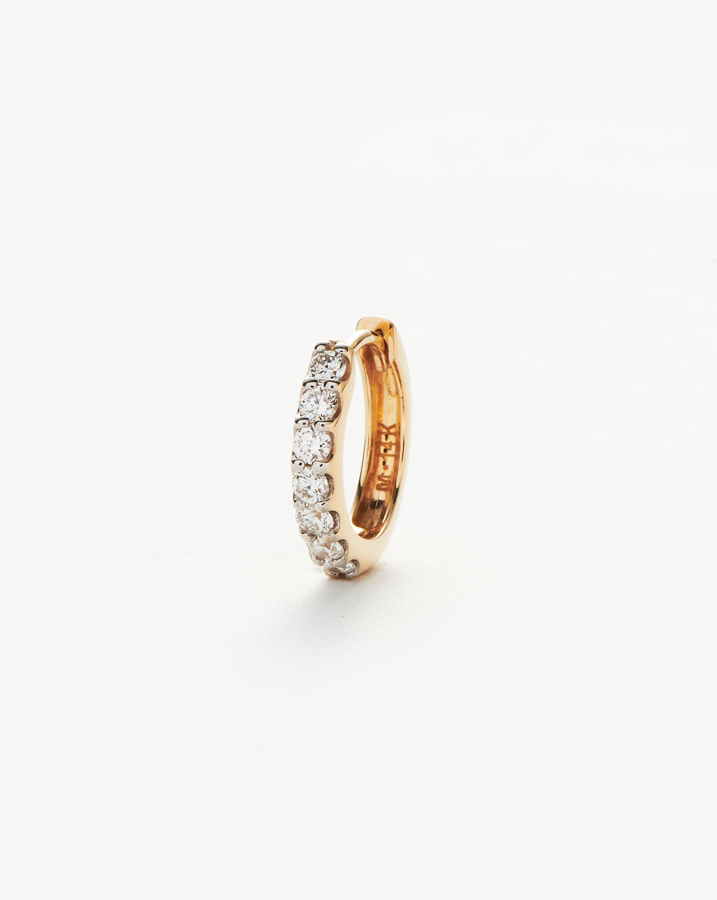 14K Solid Gold Classic Diamond Single Huggie Earrings - Elegant & Timeless Jewelry for Everyday Wear, Gifts & Special Occasions