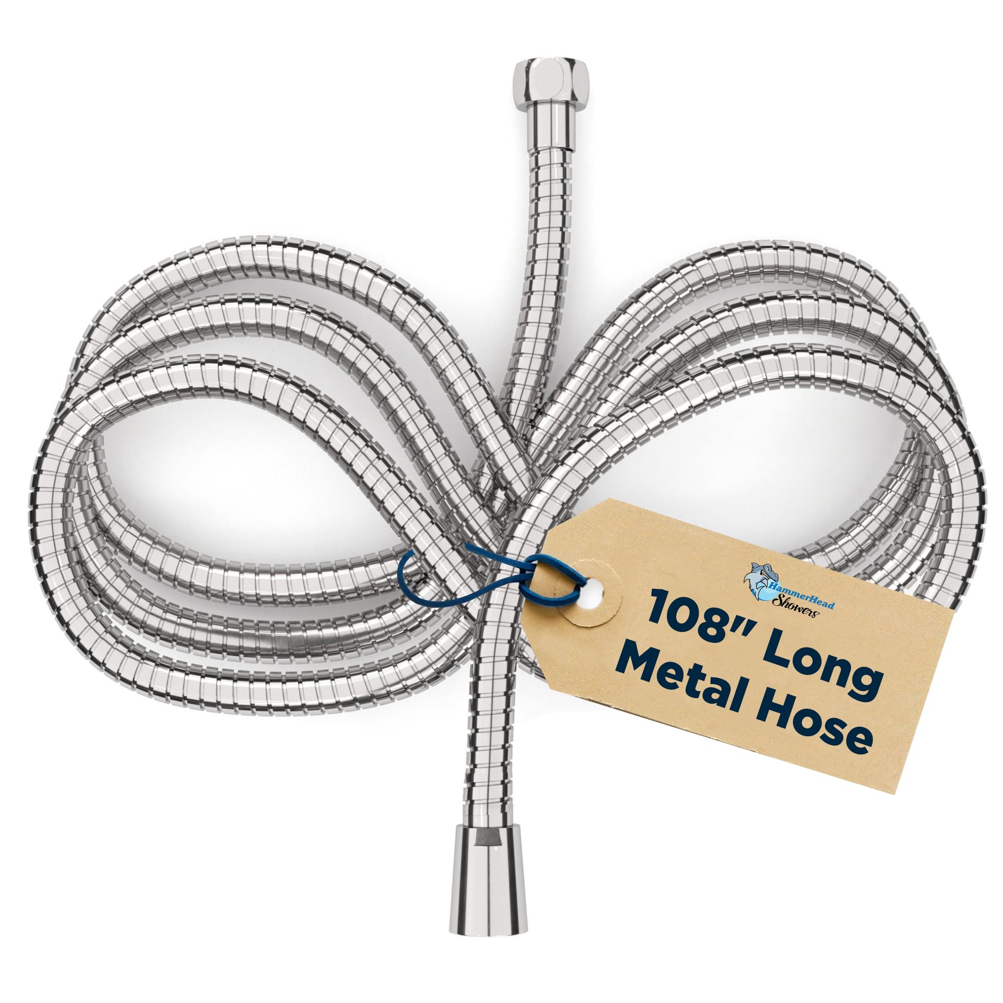 HammerHead 9ft Metal Shower Hose - Chrome for Handheld Shower Heads - Bathroom Upgrade