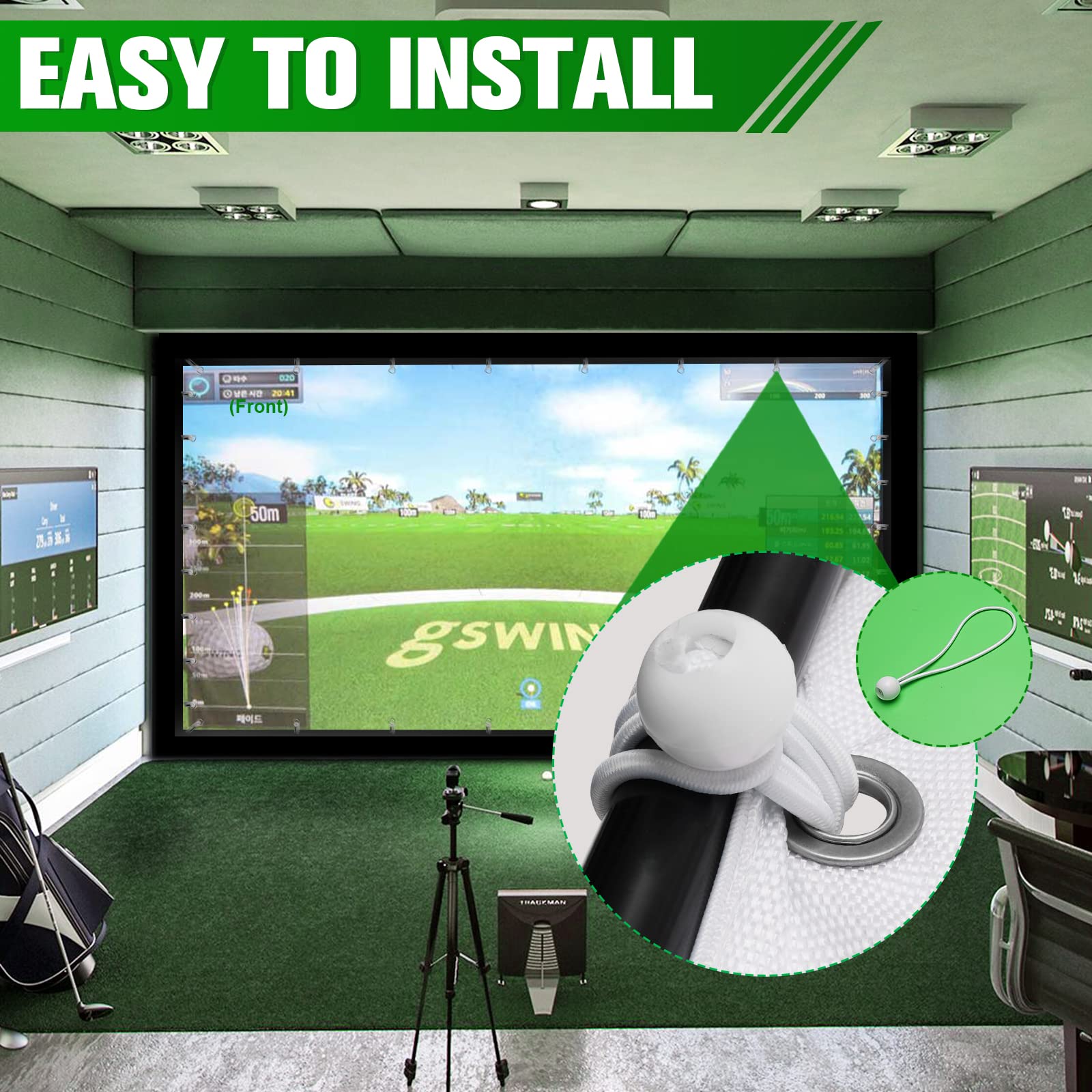 Premium Aikeec Golf Simulator Impact Screen - 32 Grommet Holes, 5 Sizes for Indoor/Outdoor Golf Training | Perfect for Home Practice, Driving Ranges & Backyard Golf Setups