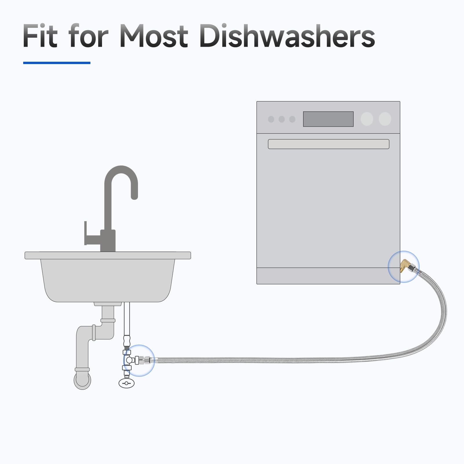 6 FT Stainless Steel Dishwasher Installation Kit with 3/8