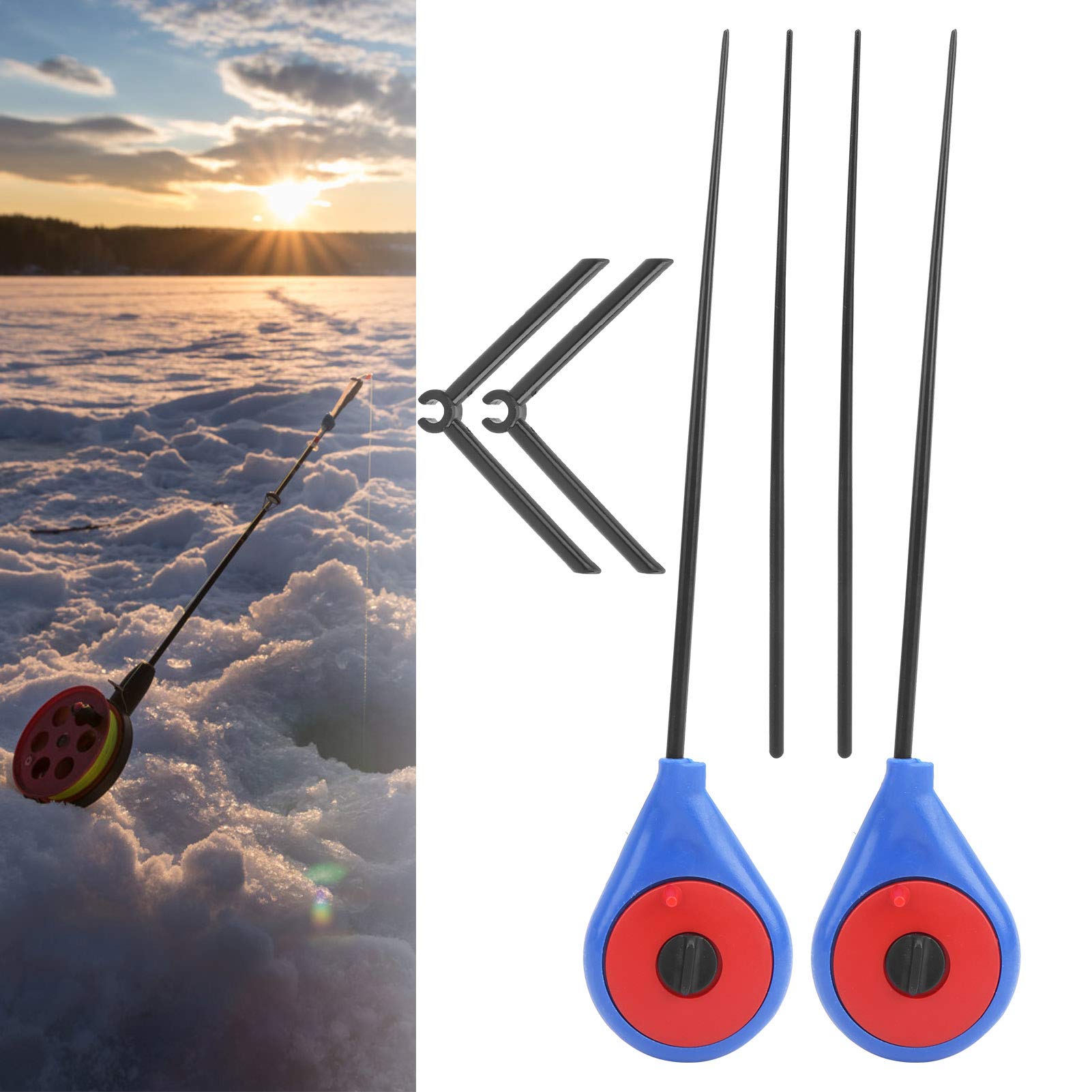 Ubersweet® 2-Piece Ice Fishing Pole Kit - Corrosion Resistant, Durable Fishing Rod Set for Winter Fishing | Perfect for Reservoir, Pond & Ice Fishing Enthusiasts (Blue) | Great Gift for Anglers & Outdoor Adventures