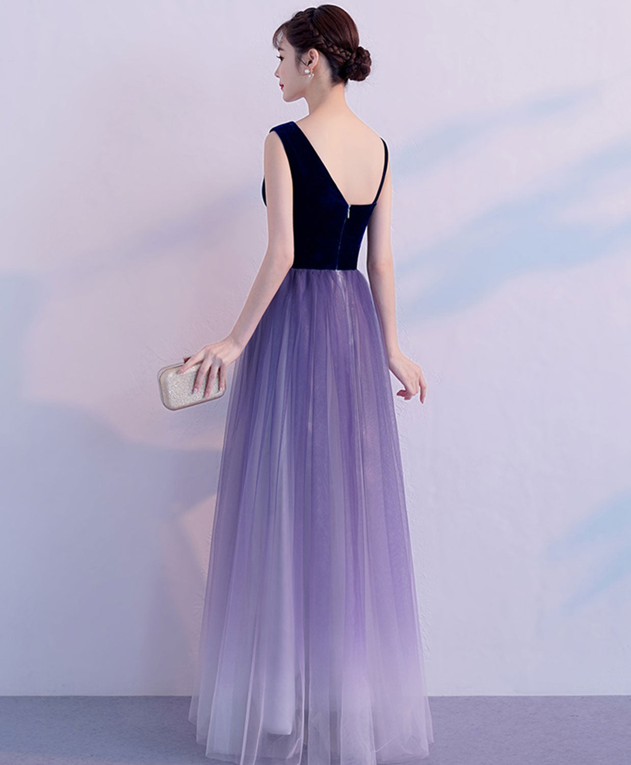 Elegant Purple Tulle Long Prom Dress & Bridesmaid Gown - Perfect for Formal Dances, Weddings & Special Occasions