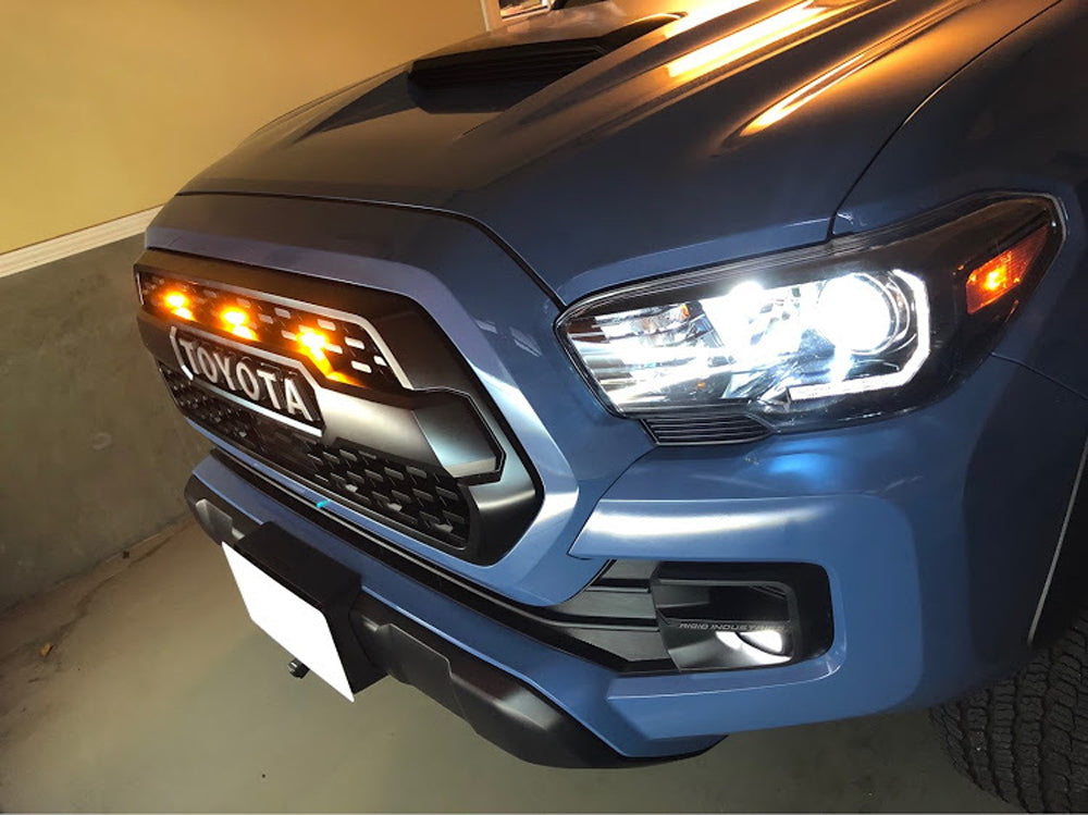 4-Piece Front Grille LED Light Kit for 2016-2023 Toyota Tacoma TRD Pro - Durable Off-Road Lighting Accessories for Night Driving & Adventure