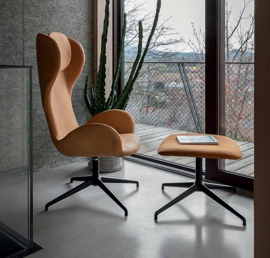 Midj Dalia PE GX TS Swivel Lounge Chair - Modern Rotating Accent Chair for Living Room, Bedroom, or Office Relaxation