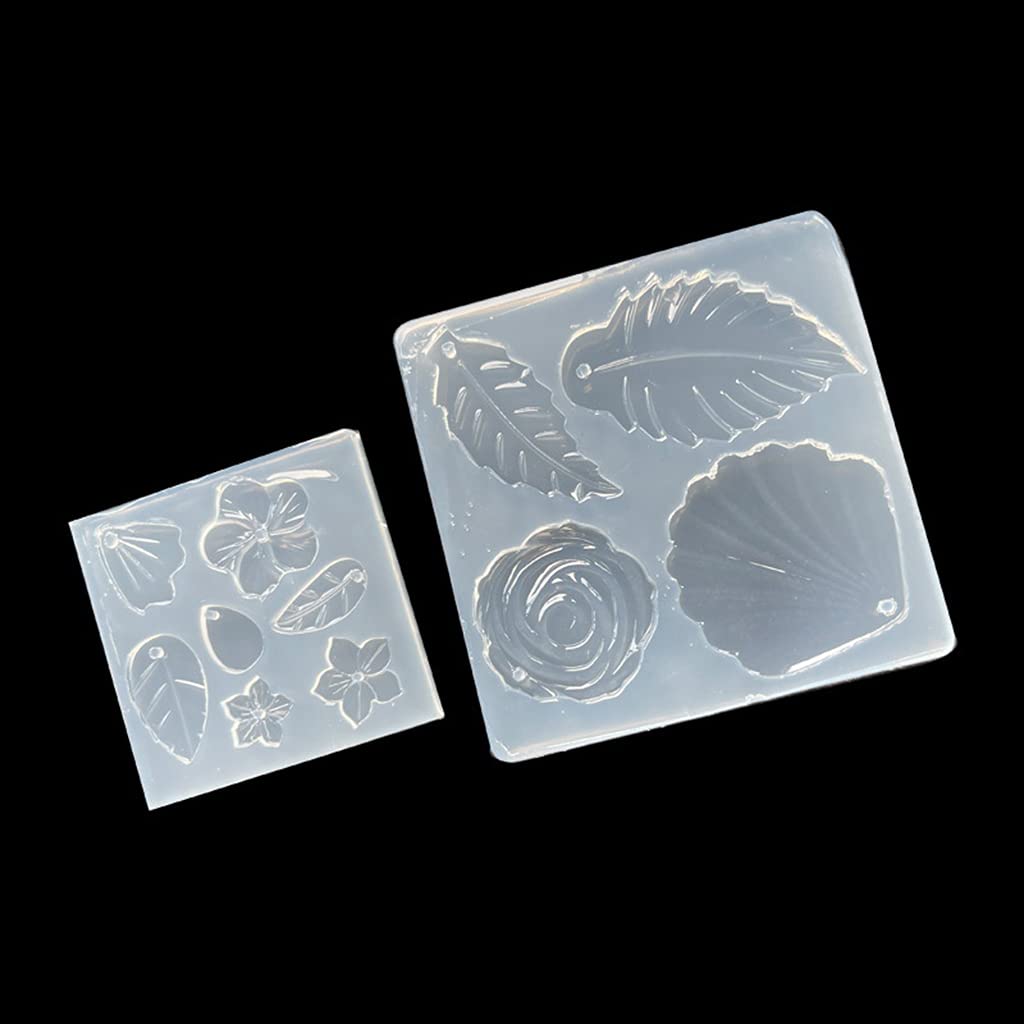 Epoxy Resin Flower Leaf Earring Molds - Silicone Pendant Jewelry Molds with Hole for Necklace Making - DIY Handmade Earrings & Necklace Accessories - Perfect for Crafters, Jewelry Designers and Gift Makers