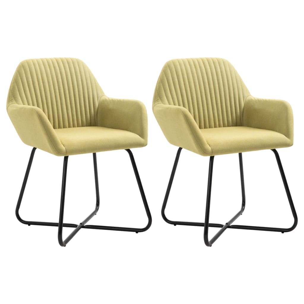 SKM Modern Dining Chairs Set of 2 - Green Fabric Upholstered Kitchen Chairs with Sturdy Metal Legs - Perfect for Dining Room, Kitchen, Breakfast Nook and Small Spaces