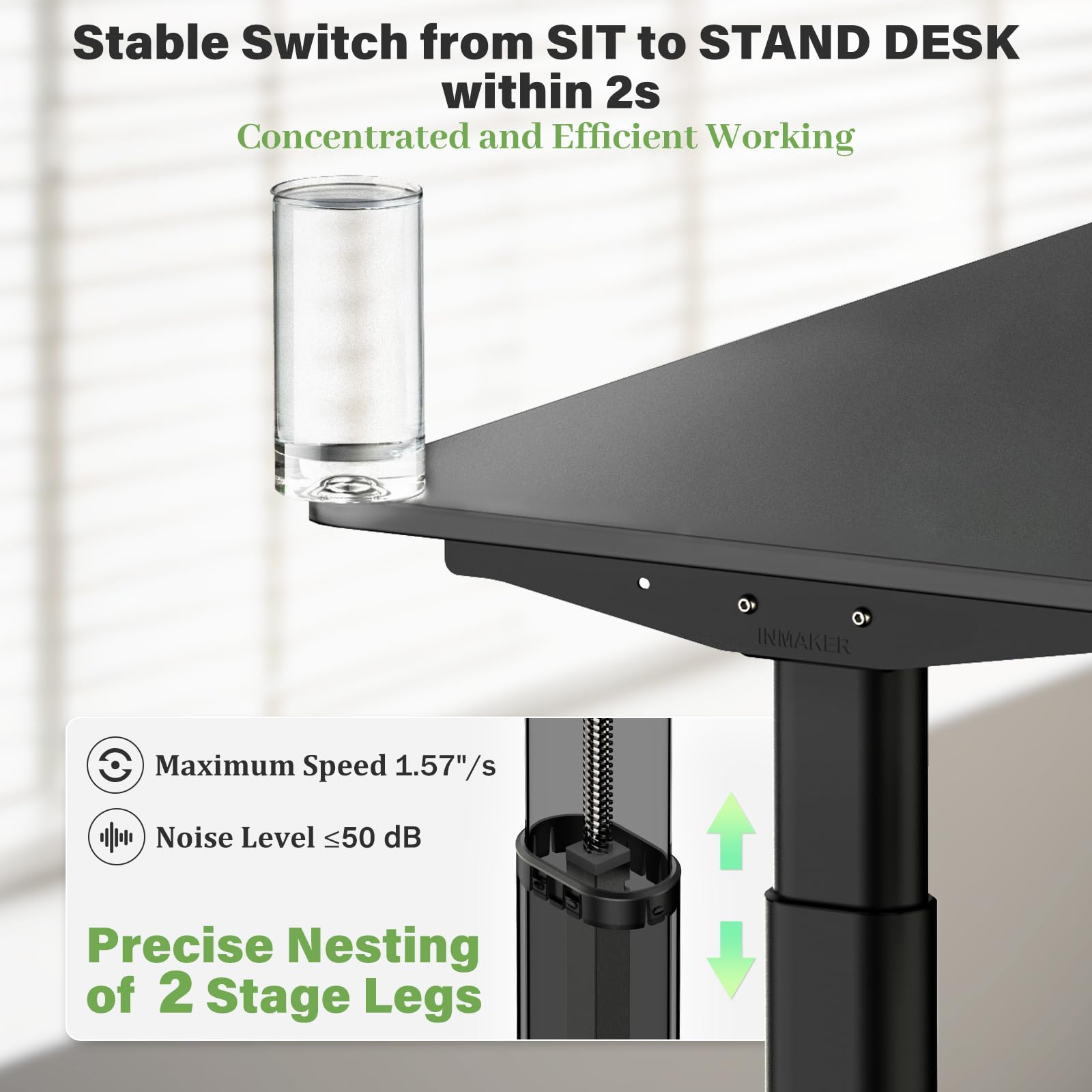 INMAKER Electric Standing Desk Frame - Adjustable Height 25