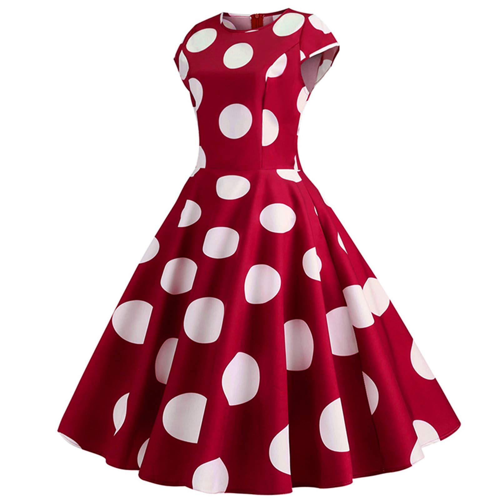Vintage Women's Sleeveless Cocktail Swing Dress - Polka Dot Rockabilly Prom Party Dress for Wedding Guest, Evening Events & Special Occasions