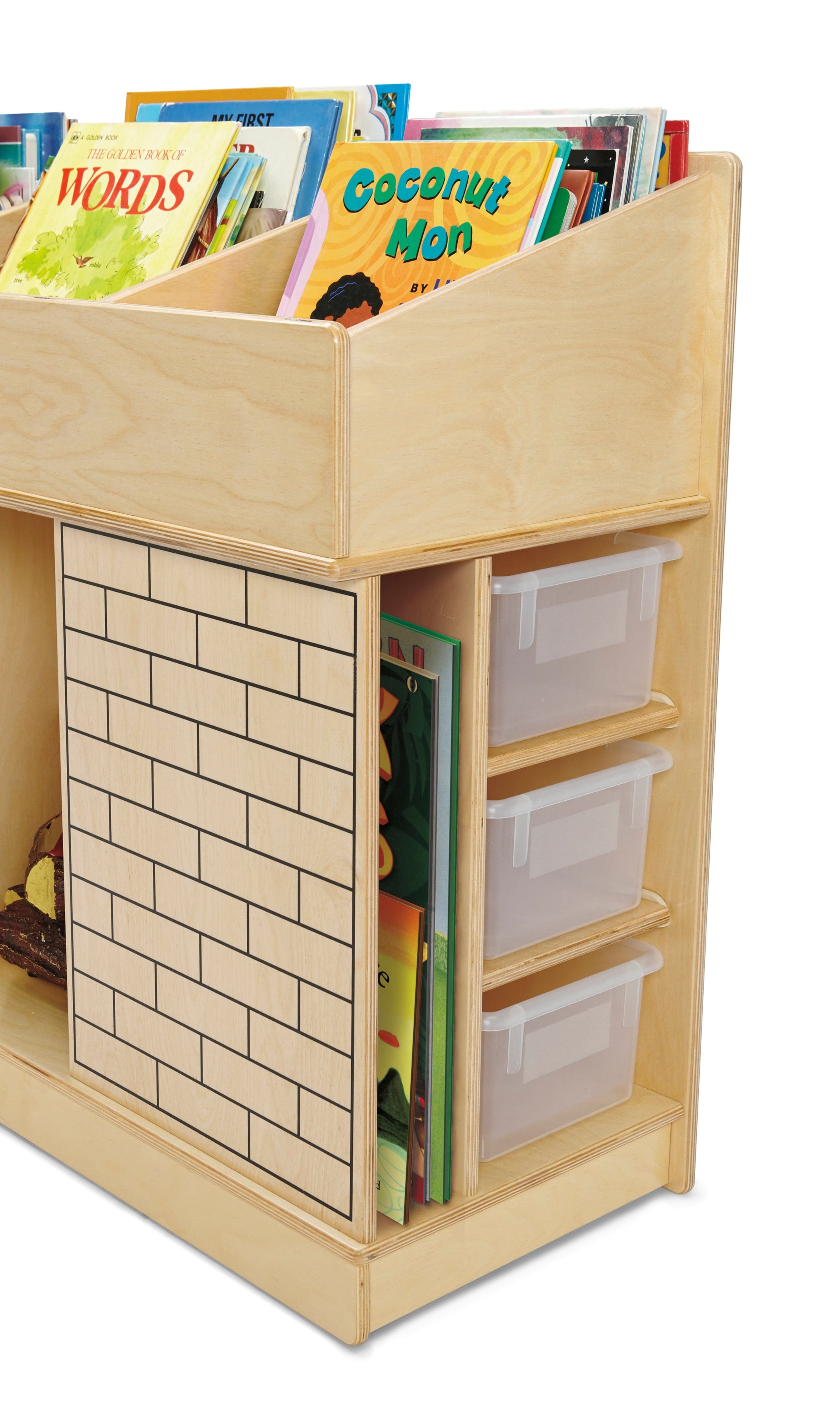 Cozy Storybook Fireplace Bookshelf - Perfect for Home Library, Living Room Decor & Reading Nook | Rustic Wooden Bookshelf with Fireplace Design
