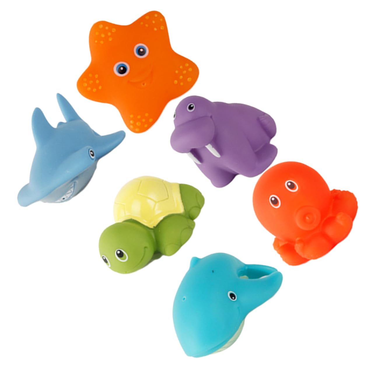 GARVALON 6-Piece Bath Toys Set for Kids - Fun Cartoon Vinyl Bathtub & Shower Toys - Perfect for Toddler Bath Time, Pool Play & Sensory Development