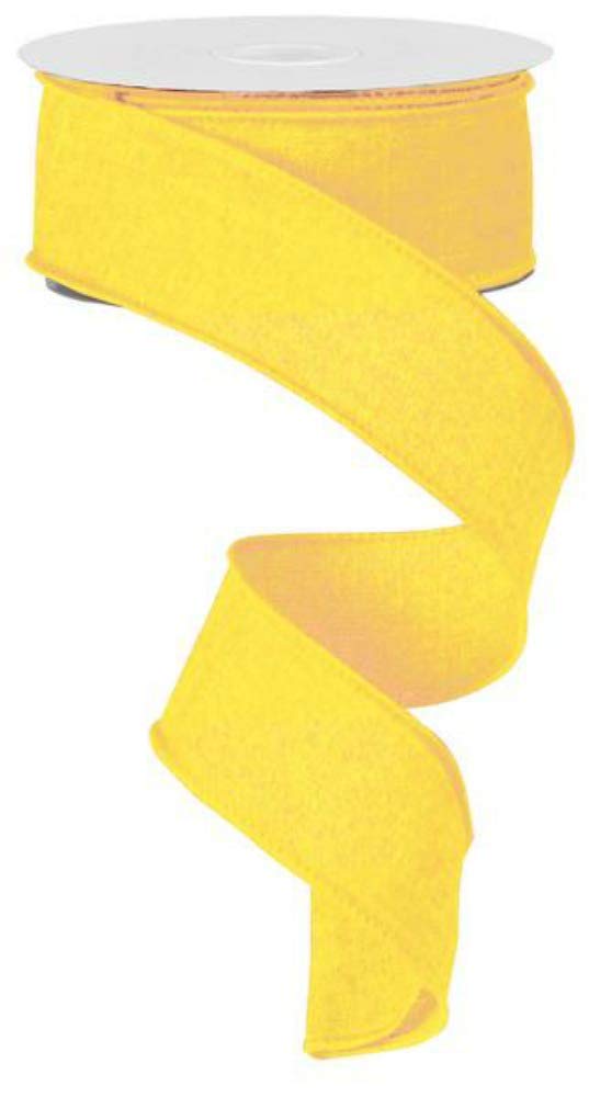 Yellow Sunflower Solid Wired Canvas Ribbon - 1.5 Inches x 10 Yards for DIY Crafts, Gift Wrapping & Home Decor