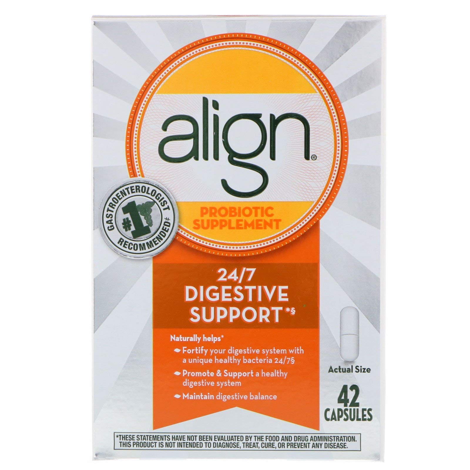 Align Probiotic Supplement for Digestive Health - 42 Count Capsules | Supports Gut Balance & Immune System | Daily Use for Adults & Kids