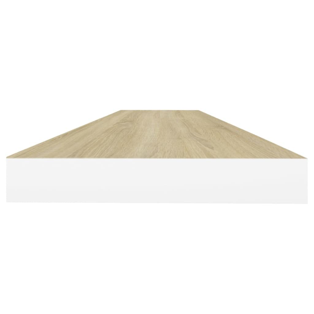 Floating Shelf Wall Mount - Multifunctional Display & Storage Shelf for Bedroom, Living Room, Bathroom, Kitchen, Office - Oak & White MDF (47.2x9.3x1.5 Inches) - Perfect for Organizing Books, Decor & Essentials in Small Spaces
