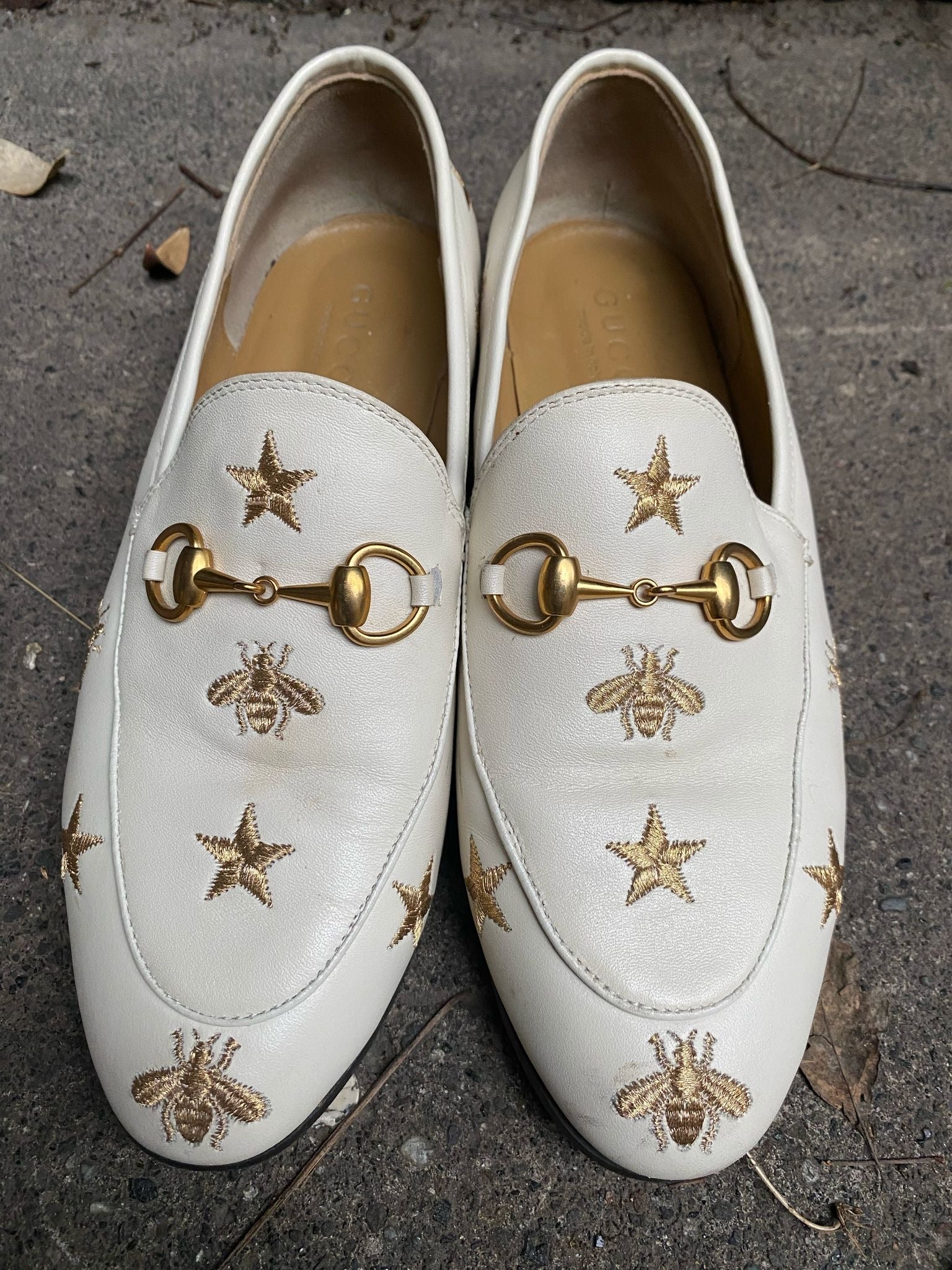 Gucci White Bee Embroidered Loafers - Classic Luxury Slip-On Shoes for Men & Women | Perfect for Office, Casual Wear & Special Occasions