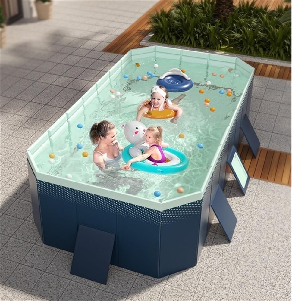 2024 Foldable Above Ground Swimming Pool with 19 Accessories - 6.9ft Rectangular Non-Inflatable Outdoor/Indoor Summer Pool for Adults & Kids | Perfect for Backyard, Patio, and Family Gatherings