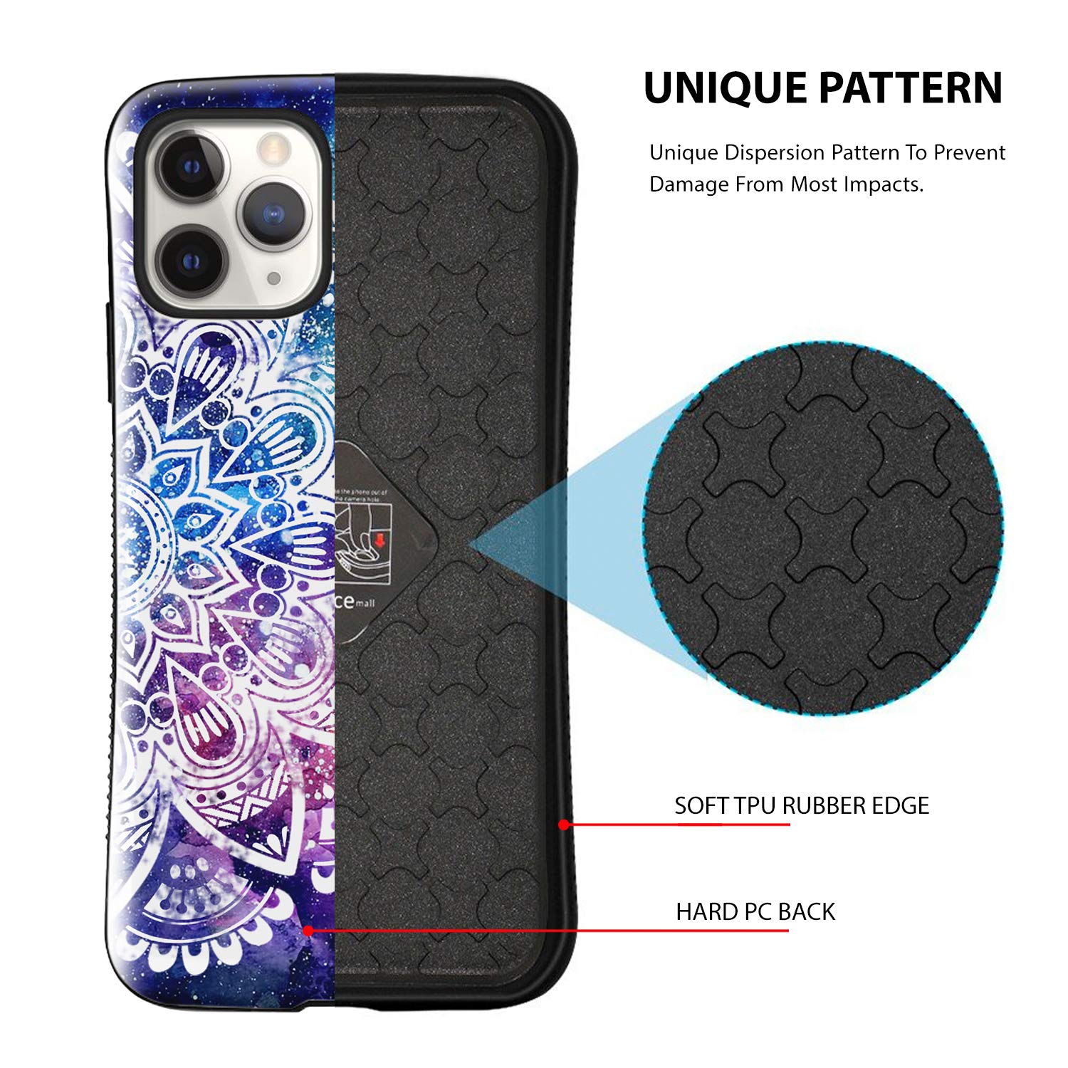 ZUSLAB iPhone 12 / iPhone 12 Pro Case - Shockproof Armor Bumper with Pattern Design, Heavy Duty Protective Cover (Nebula Mandala) - Perfect for Outdoor Activities, Travel & Daily Protection