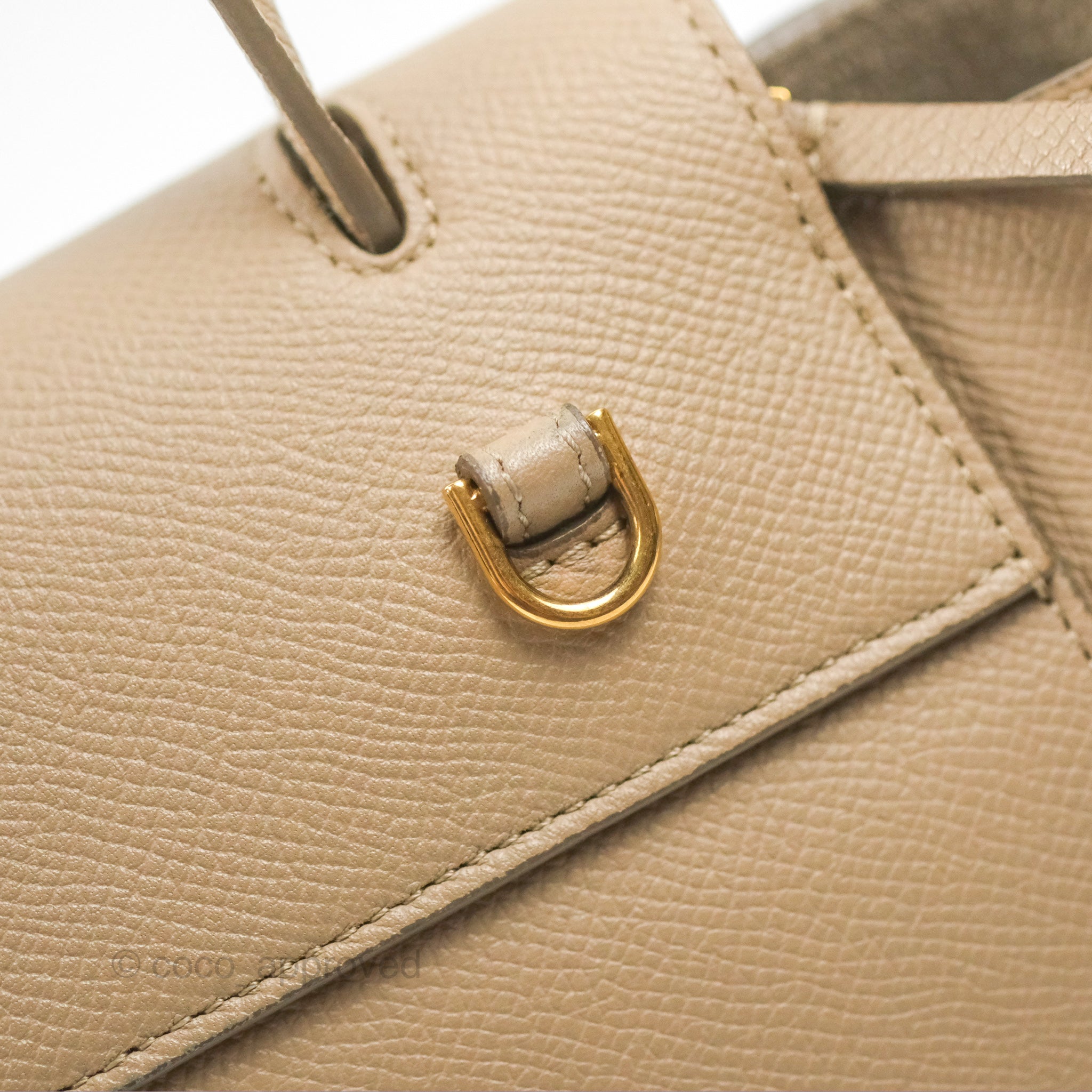 Celine Nano Belt Bag in Light Taupe Grained Calfskin with Gold Hardware - Perfect for Everyday Use, Work & Travel