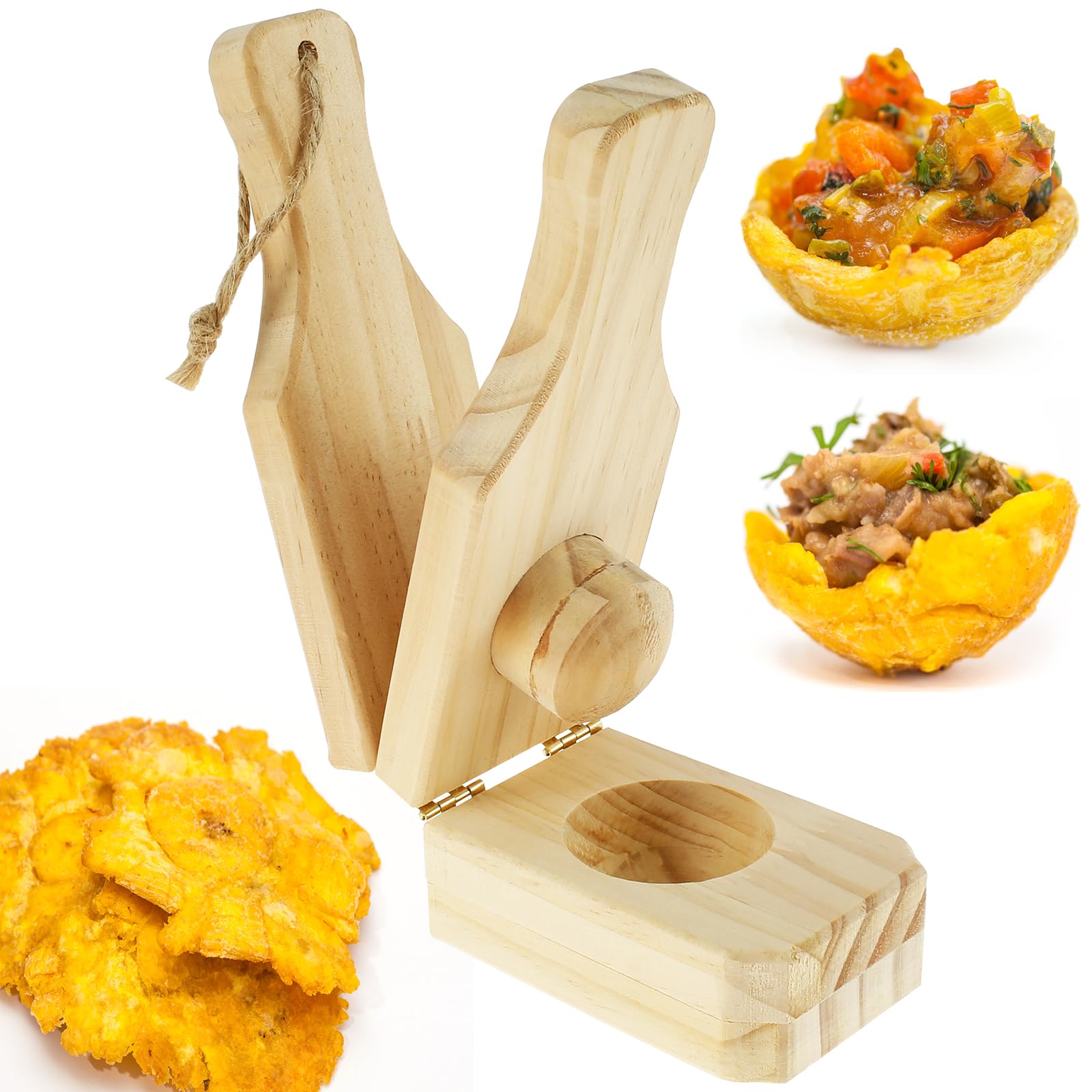 Wooden Plantain Press Smasher - Tostonera for Making Tostones & Plantain Cups - Solid Wood Banana Masher - Perfect for Latin & Caribbean Cuisine - Ideal for Home Cooking & Restaurant Use