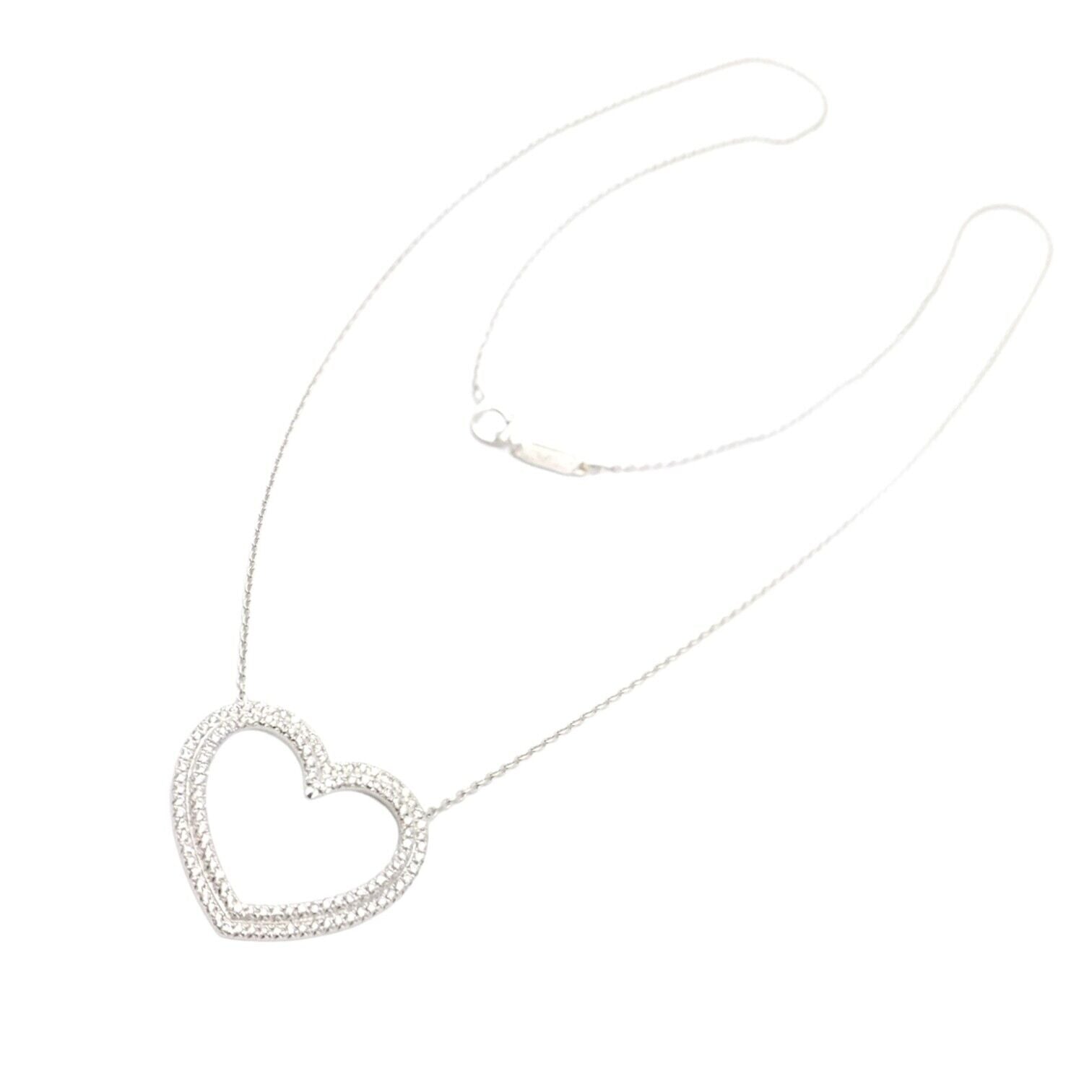 Authentic Tiffany & Co Platinum Diamond Heart Double Metro Pendant Necklace - Elegant Jewelry Gift for Women, Perfect for Anniversaries & Special Occasions