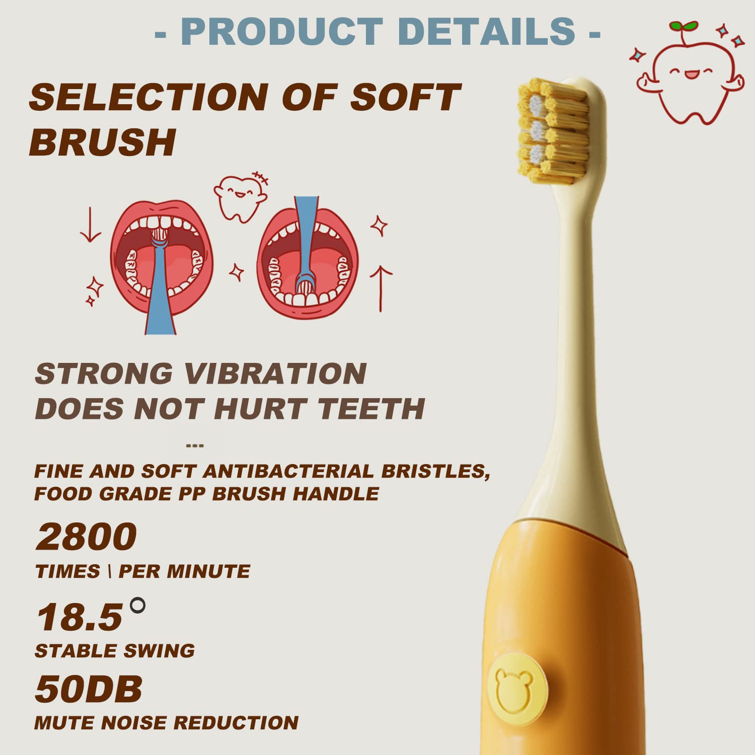 Kids Electric Sonic Toothbrush with 2-Minute Timer - Rechargeable USB-C Fast Charging Toothbrush for Children & Teens (Green) - Perfect for Daily Oral Care & Travel