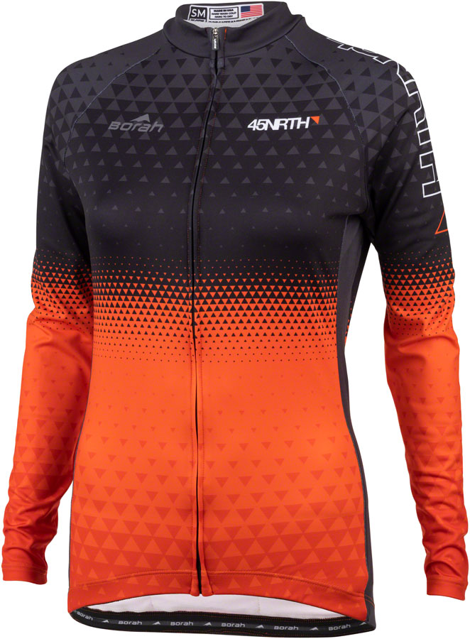 45NRTH Last Light Thermal Long Sleeve Jersey for Women - Orange/Black, Small | Winter Cycling & Outdoor Activities Base Layer