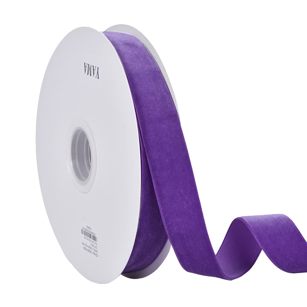 1 Inch Wide Velvet Ribbon - 15 Yards Single Face Satin Ribbon for DIY Crafts, Hair Bows, Gift Wrapping, Wedding Bouquets & Home Decor (Purple) - Perfect for Chokers, Wreaths, Handmade Accessories, Party Decorations - Great for Christmas, Birthday Party Favors, Baby Shower & Wedding Centerpieces - Use for Holiday DIY Projects, Fashion Jewelry, Gift Packaging, Floral Arrangements & Seasonal Crafts