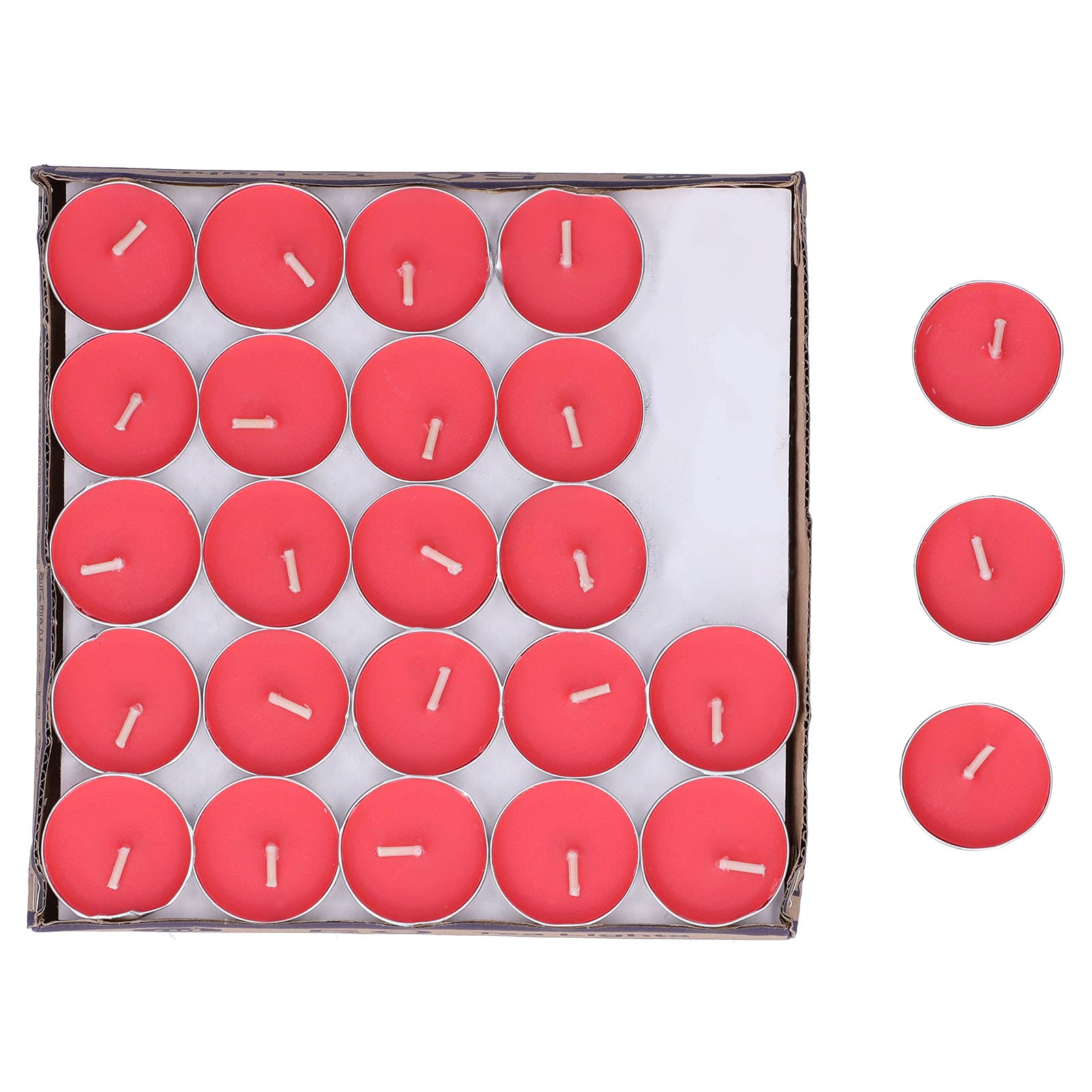 50Pcs Smokeless Scented Tea Light Candles - Aluminum Alloy Shelled Round Decorative Candles for Wedding, Holiday & Romantic Proposals (Red) | Perfect for Table Centerpieces, Candlelit Dinners & Home Decor