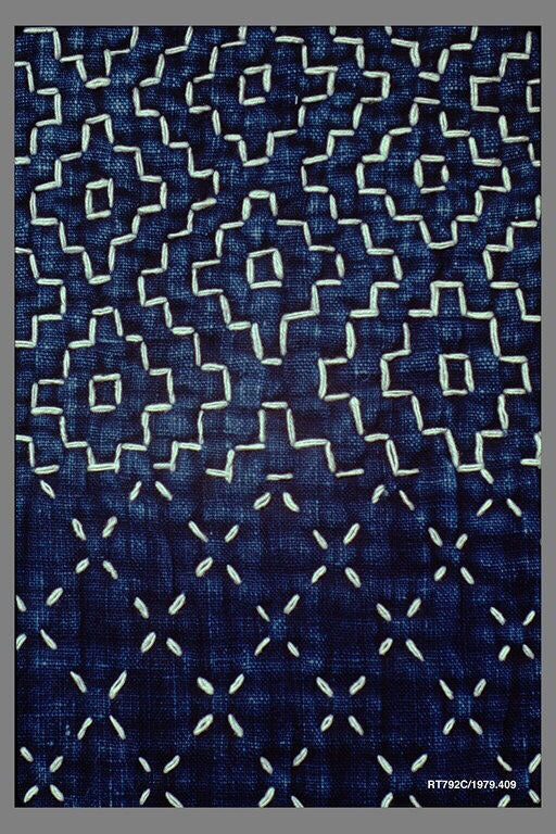 Japanese Sashiko Duvet Cover Set - 100% Cotton Traditional Stitched Bedding - Queen Size Blue & White Geometric Pattern - Perfect for Boho, Minimalist & Japandi Bedroom Decor