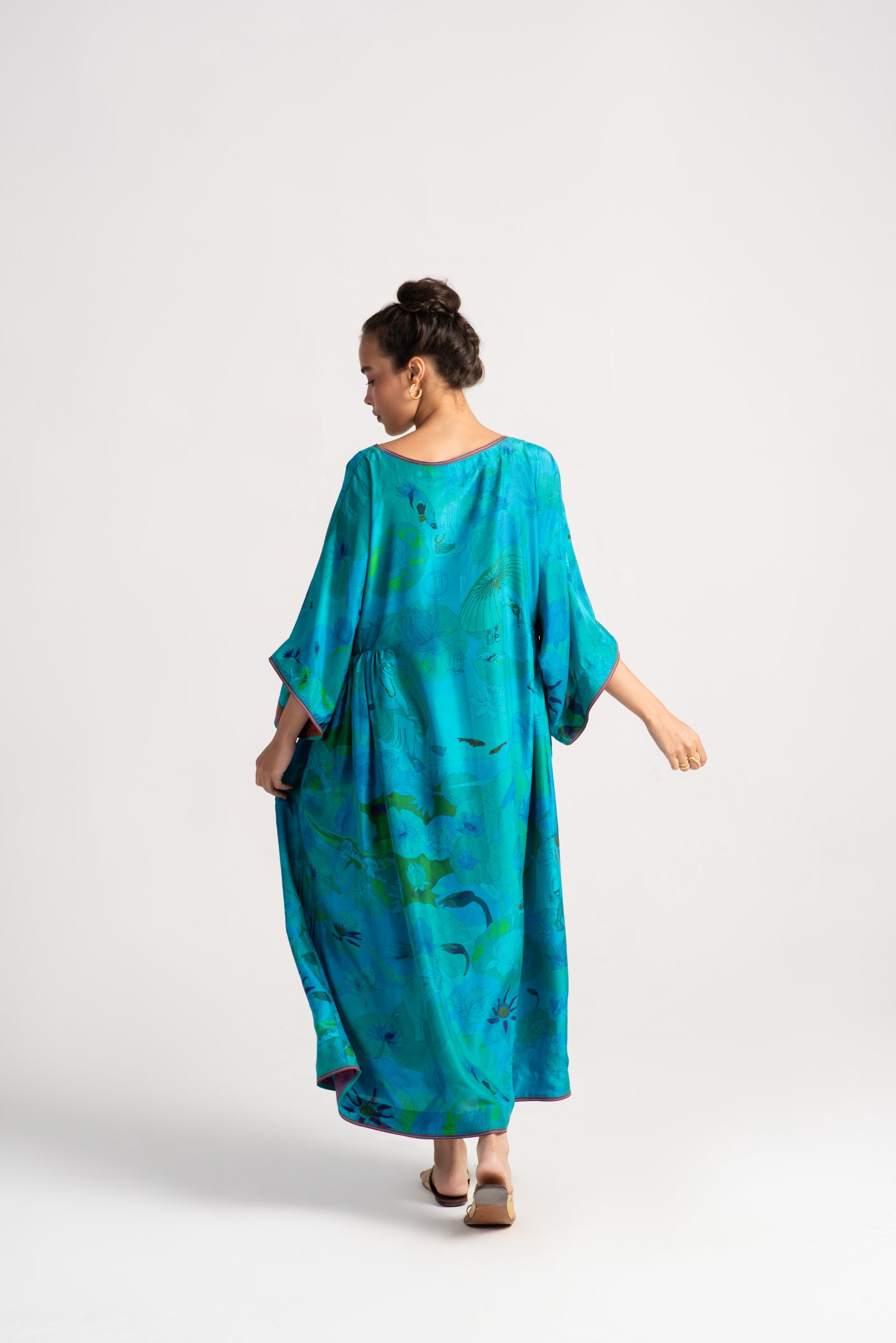 Bandini Silk Dress in Aqua Blue - Elegant & Comfortable for Weddings, Parties & Special Occasions
