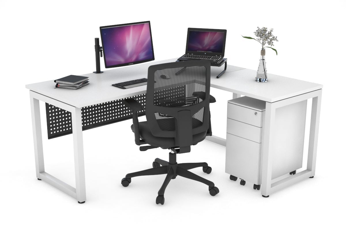 L-Shaped Corner Office Desk with Quadro Loop Legs - 1600L x 1700W Dimensions - Perfect for Home Office, Gaming Setup & Workspace Organization