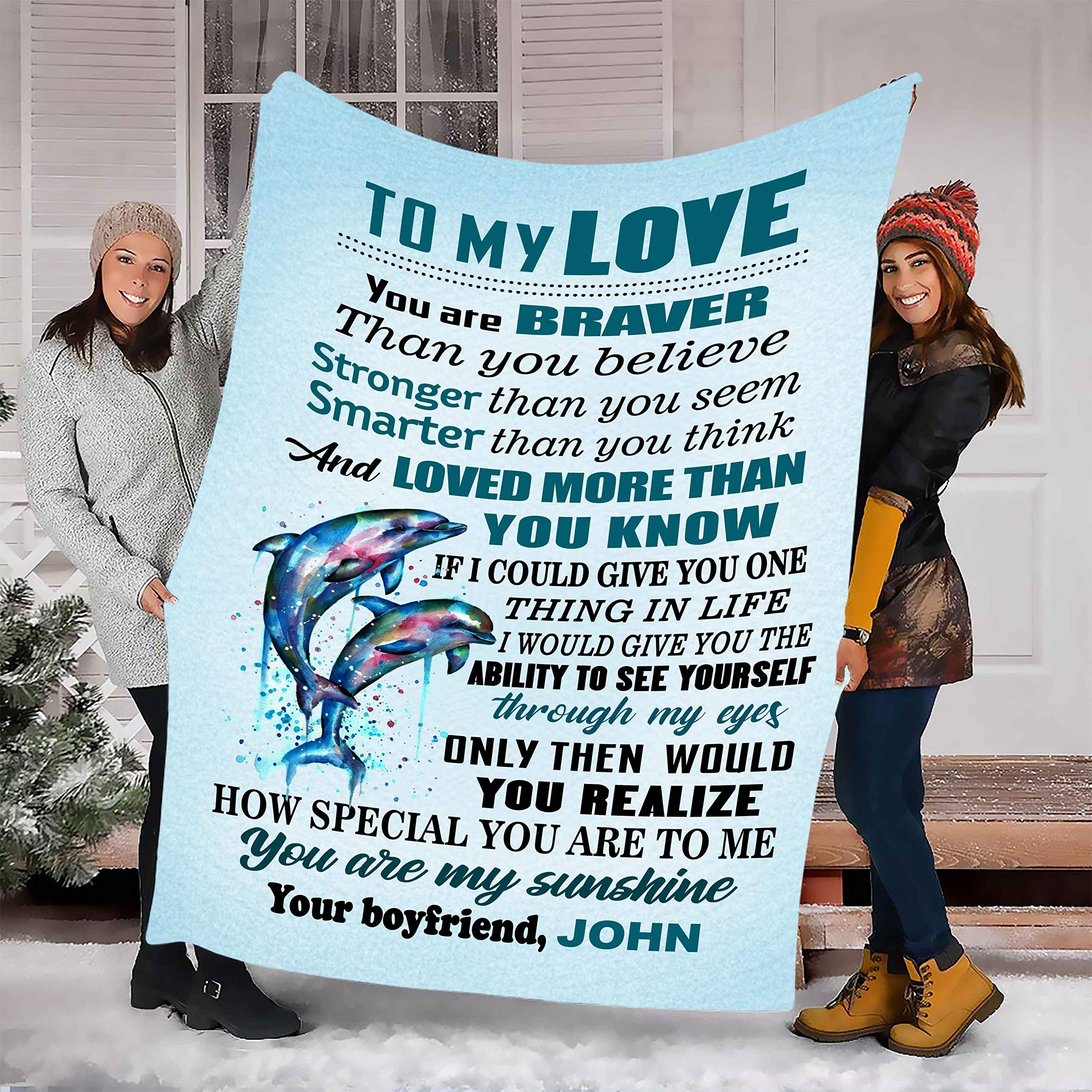 Premium Custom Fleece Blanket for Couples - Personalized with Quotes & Beautiful Prints - Valentine's Day, Birthday Gift for Him/Her - Ultra Soft & Cozy Throw Blanket for Cuddling, Movie Nights & Home Decor