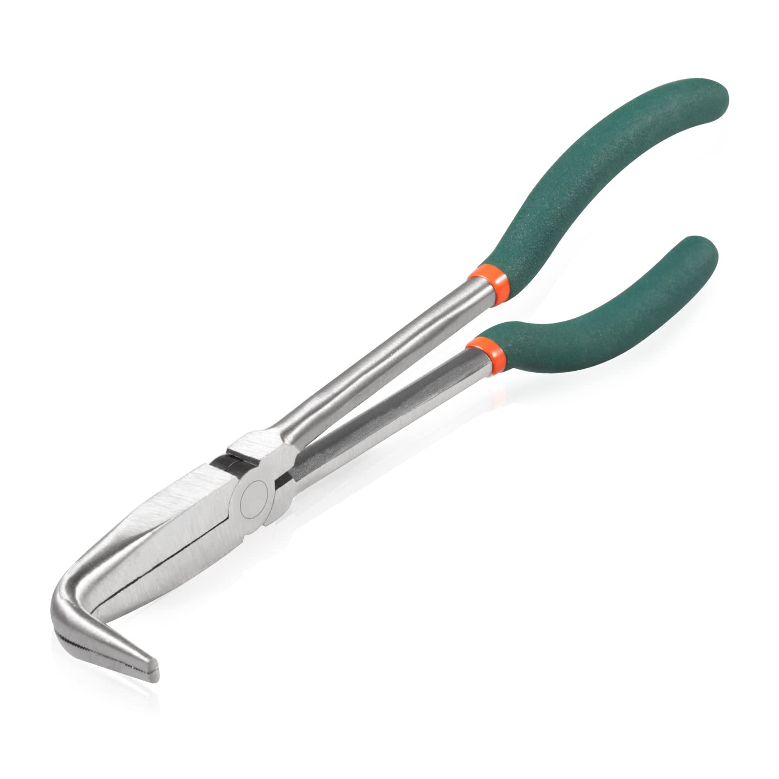 SPEEDWOX 10-Inch Long Reach Bent Nose Pliers with 90-Degree Intermeshed Teeth - Precision Fine Pliers for Hard-to-Reach Narrow Spaces - High Leverage Design Reduces Effort - Non-Slip Grip Handle - Ideal for Electronics Repair, Jewelry Making, and DIY Crafts