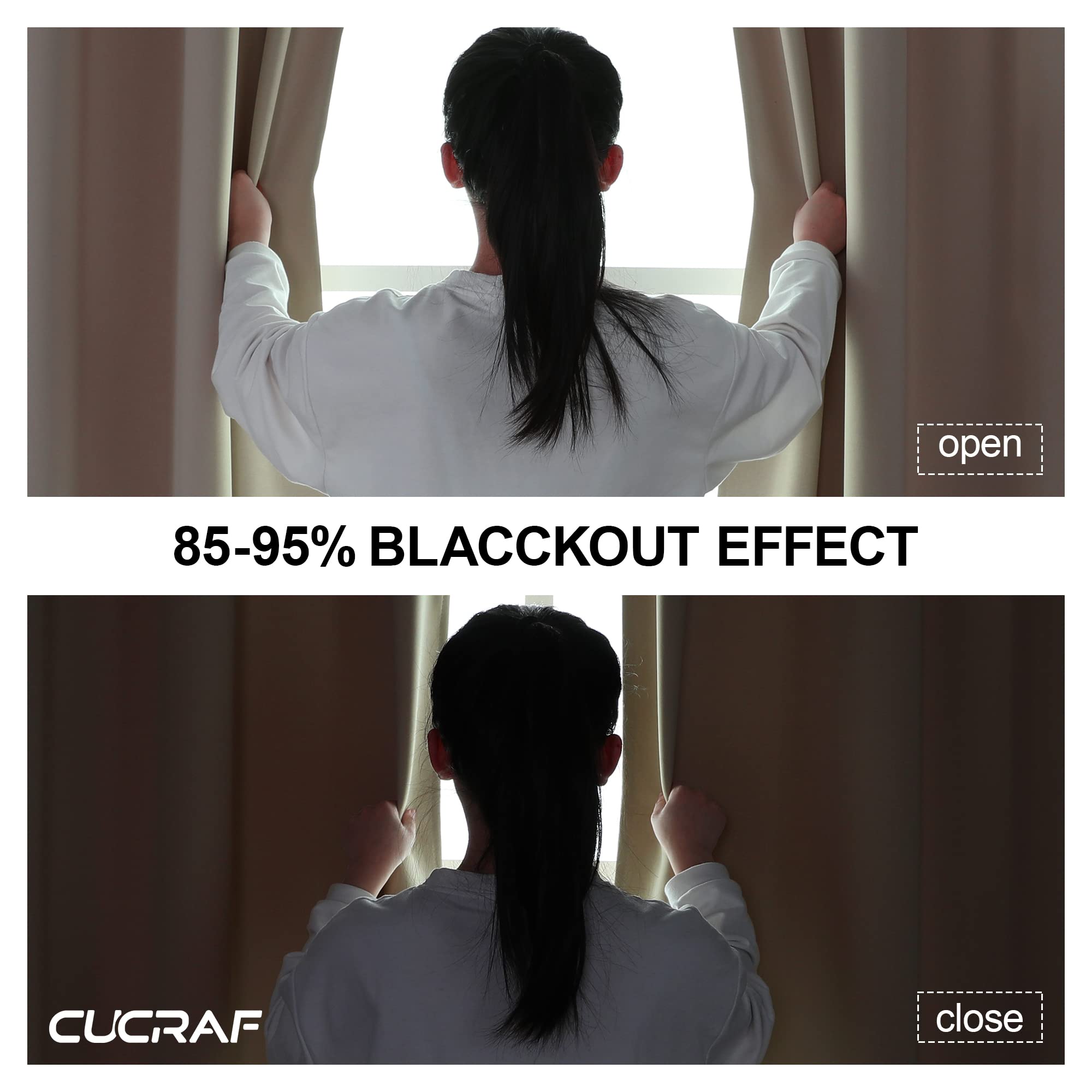 Blackout Curtains for Small Windows - Thermal Insulated Room Darkening Drapes with Rod Pocket, 52x45 Inch, Beige, Set of 2 Panels - Perfect for Bedroom, Living Room & Home Theater Light Blocking