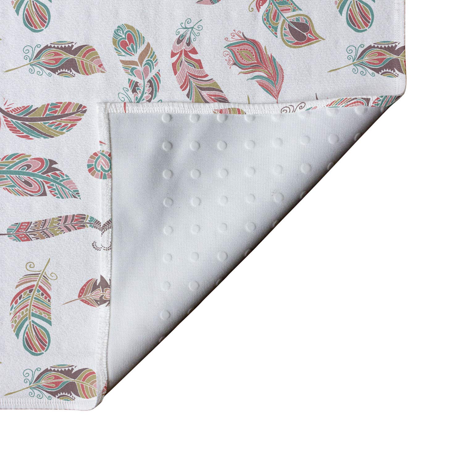 Ambesonne Non-Slip Yoga Mat Towel - Bohemian Feather Print, Sweat Absorbent Workout Cover for Yoga & Pilates, 25