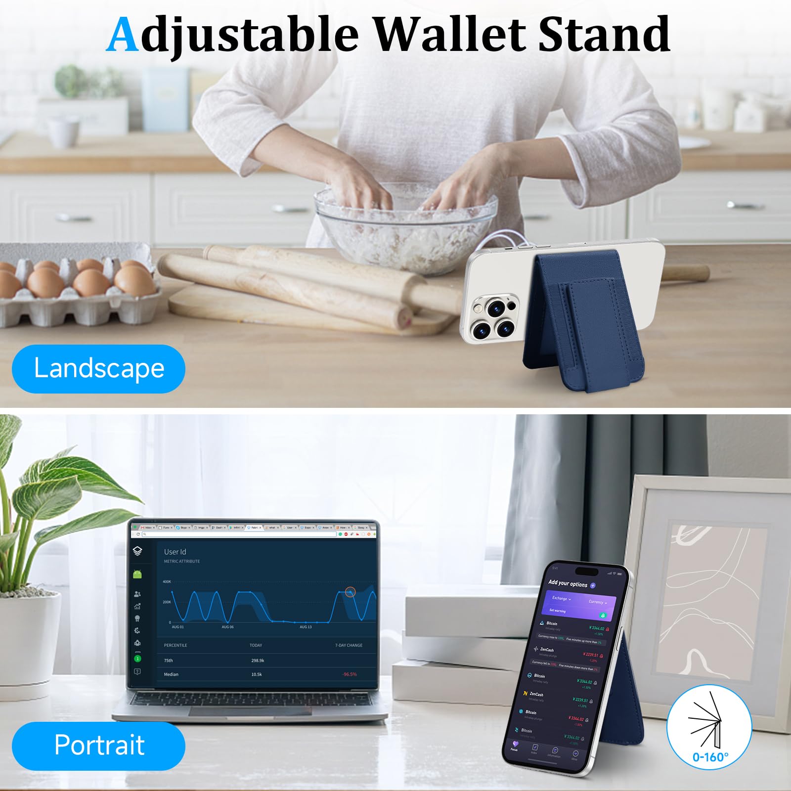 Magnetic Phone Wallet for iPhone 16/15/14/13/12 Pro Max Plus - Detachable MagSafe Wallet with Adjustable Stand & Money Clip | Holds 10+ Cards | Perfect for Travel, Shopping & Everyday Use