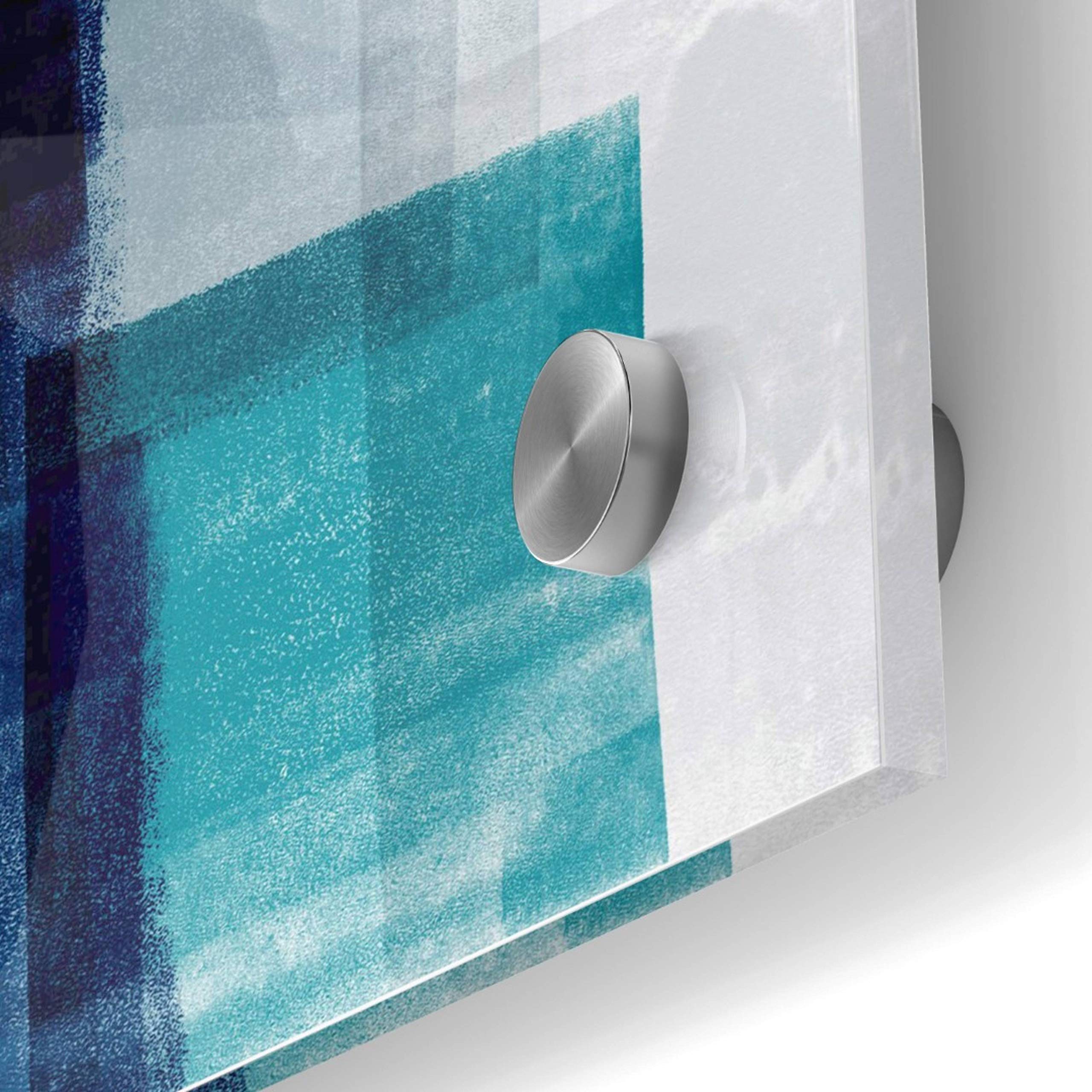 Blue Abstract V Acrylic Glass Wall Art by Linda Woods - 36x36 Inches Modern Canvas Painting for Living Room, Bedroom & Office Decor