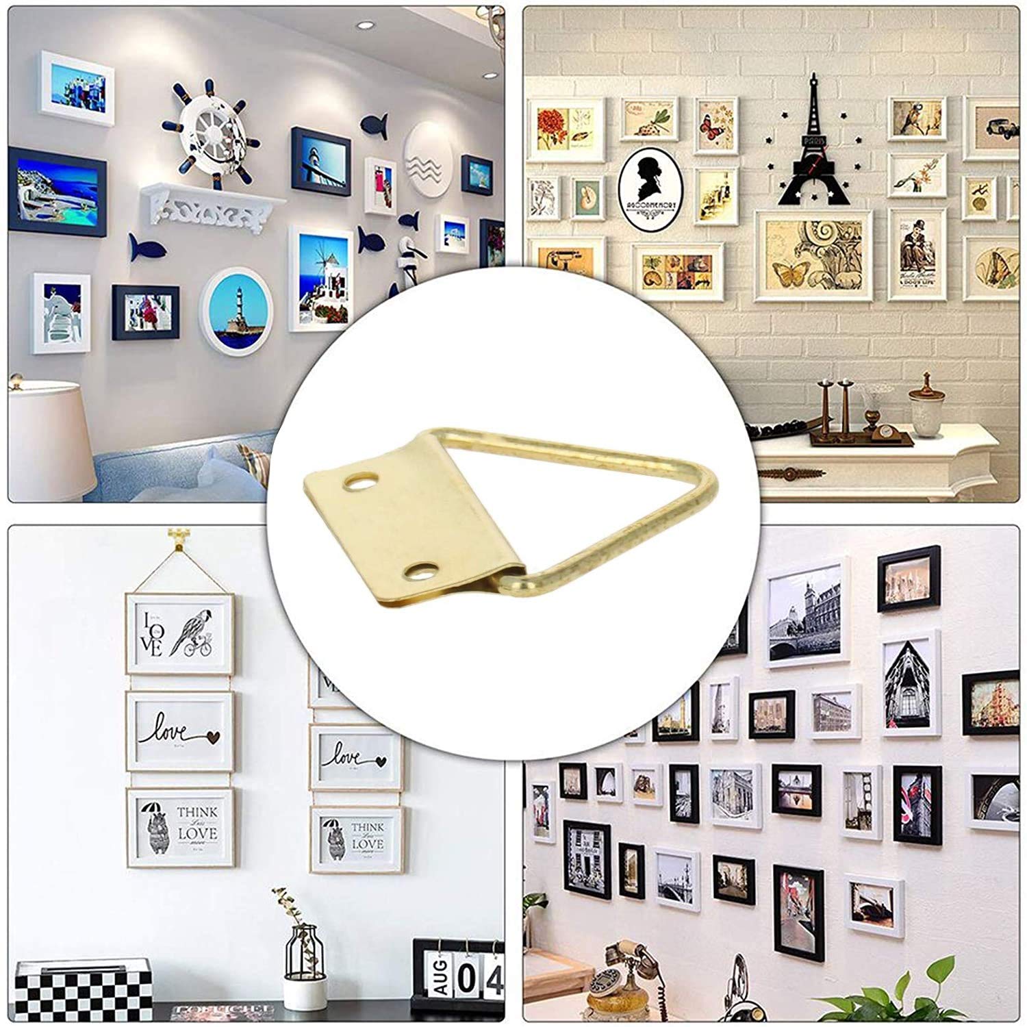 Gold Tone Picture Frame Buckle Kit - 100PCS for Photo Hanging & Home Decor