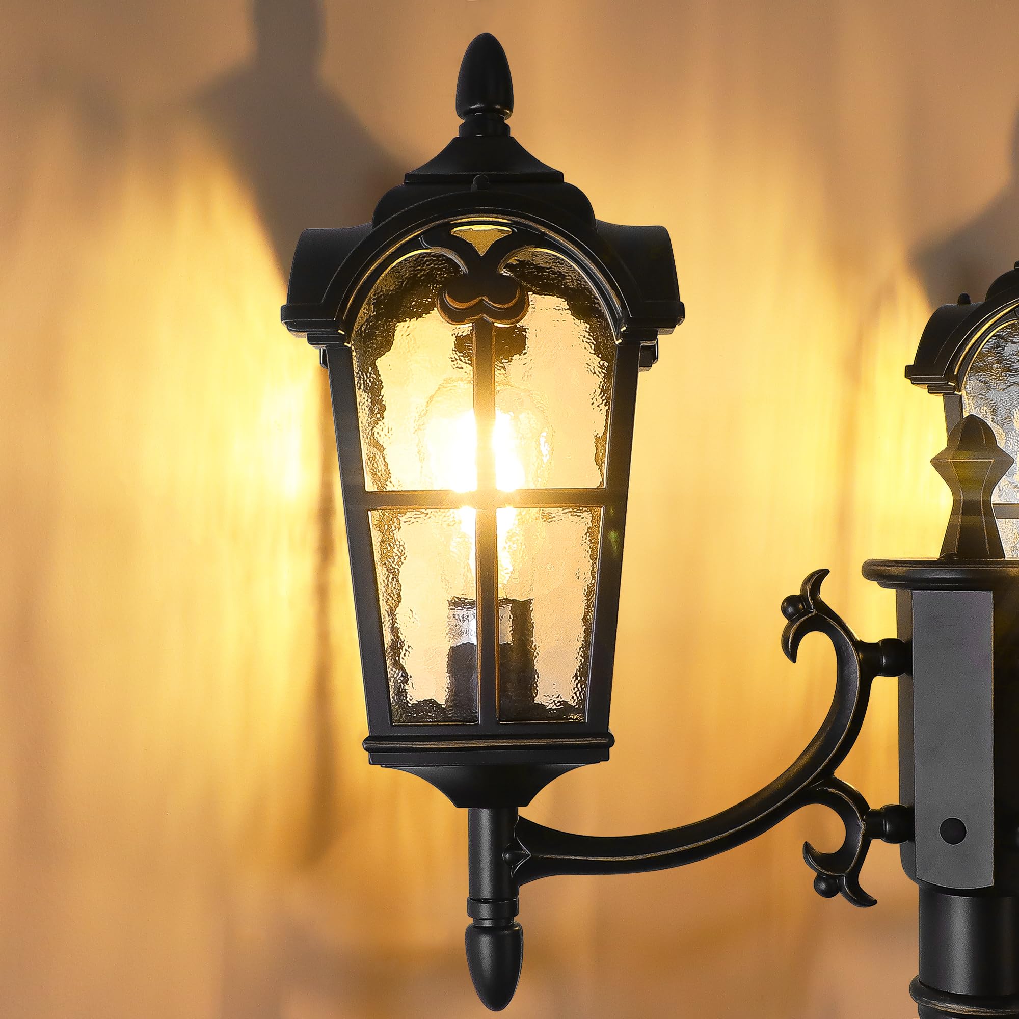 Black Roman Outdoor Lamp Post - Triple Head Aluminum Street Light with Water Glass, Waterproof Pole Lighting for Backyard, Garden, Patio, Driveway | Durable & Elegant Exterior Lighting for Pathways, Landscaping & Outdoor Decor