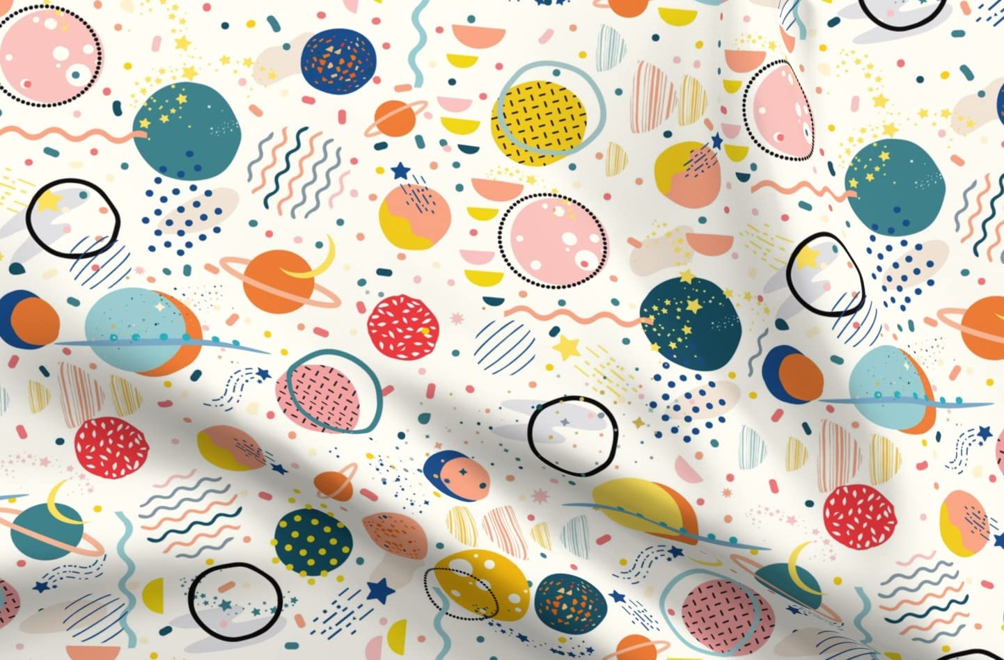 Galaxy Outer Space Printed Satin Fabric Fat Quarter - Premium Sewing Material for Apparel, Lining, Fashion, Blankets & Home Decor | DIY Craft Projects & Upholstery