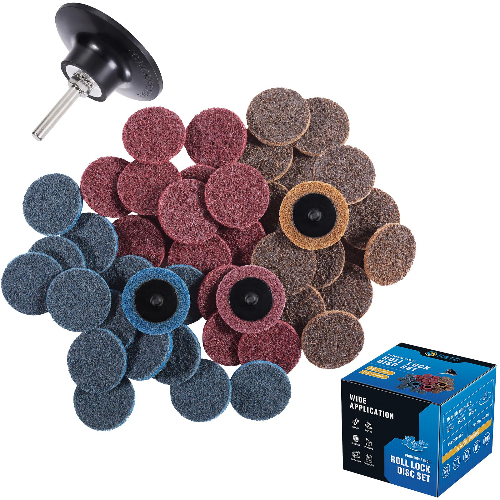 46PCS 2-Inch Sanding Discs with 1/4