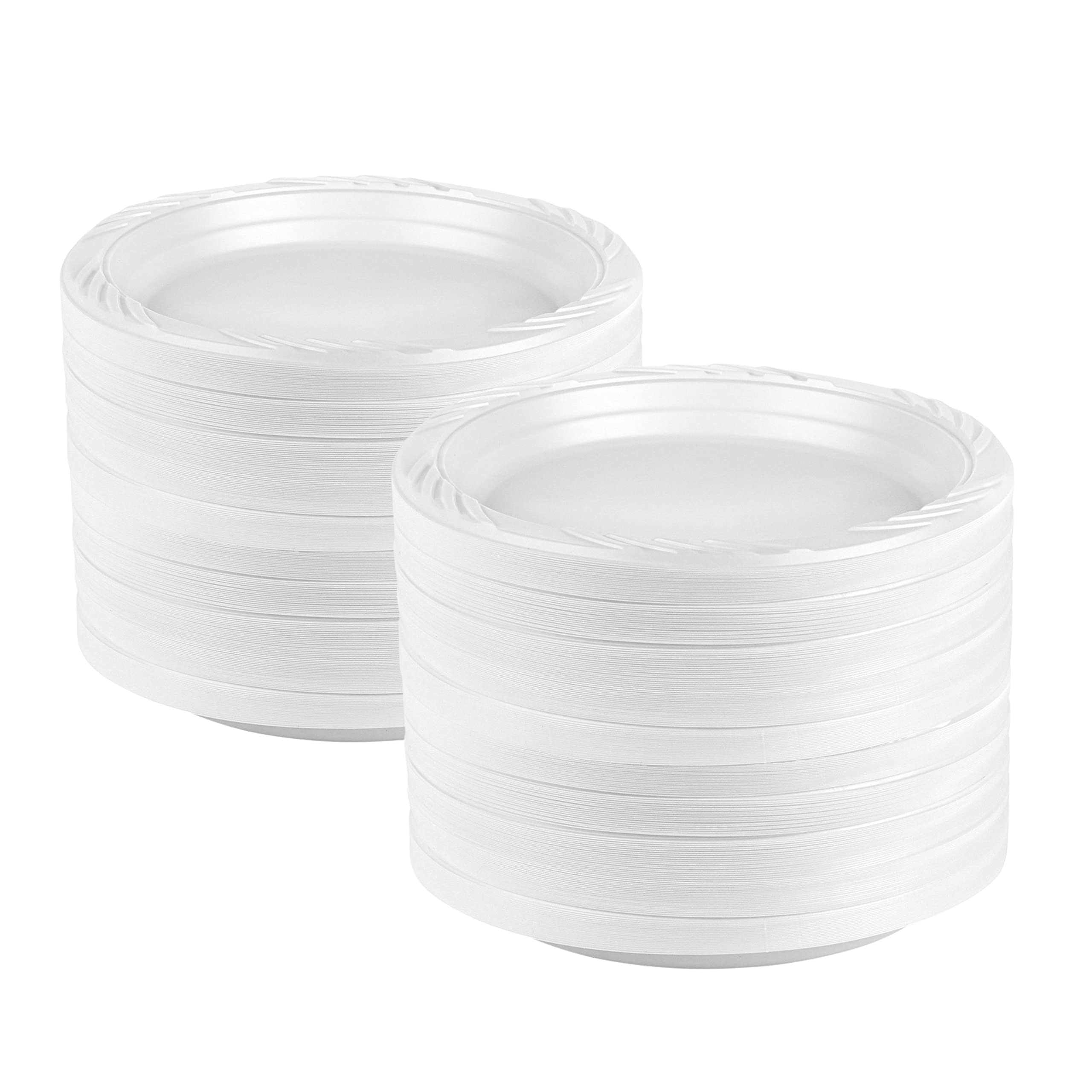 Blue Sky 6 Inch White Plastic Plates - 400 Count Disposable Dinner Plates, Microwave Safe & Durable - Perfect for Birthday Parties, Weddings, Events, Picnics, BBQs, and Everyday Dining Use