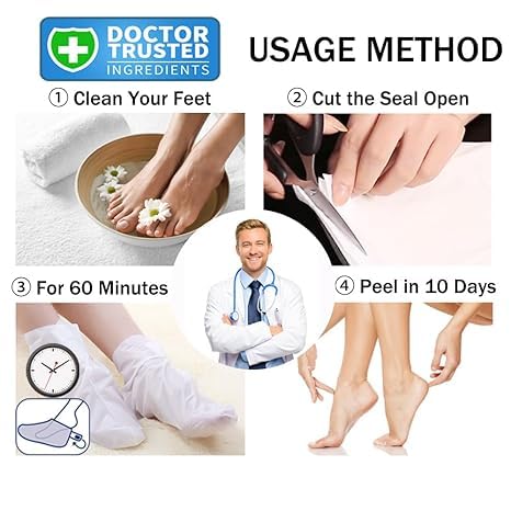 ADBHUTANAND Natural Foot Peeling Mask - Exfoliating Treatment for Dry Skin, Callus & Cracked Heels | Dead Skin Removal | Baby Soft Smooth Feet | 1 Count | Perfect for Pedicures & At-Home Foot Care