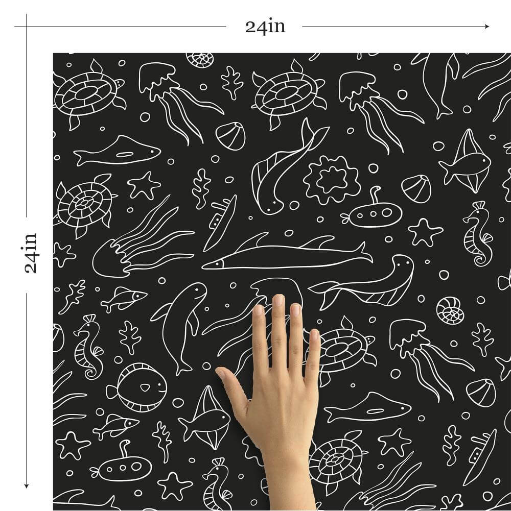 White Fish Nautical Peel and Stick Removable Wallpaper - Self-Adhesive Decorative Wallpaper for Bedroom, Bathroom, Nursery & Office Decor