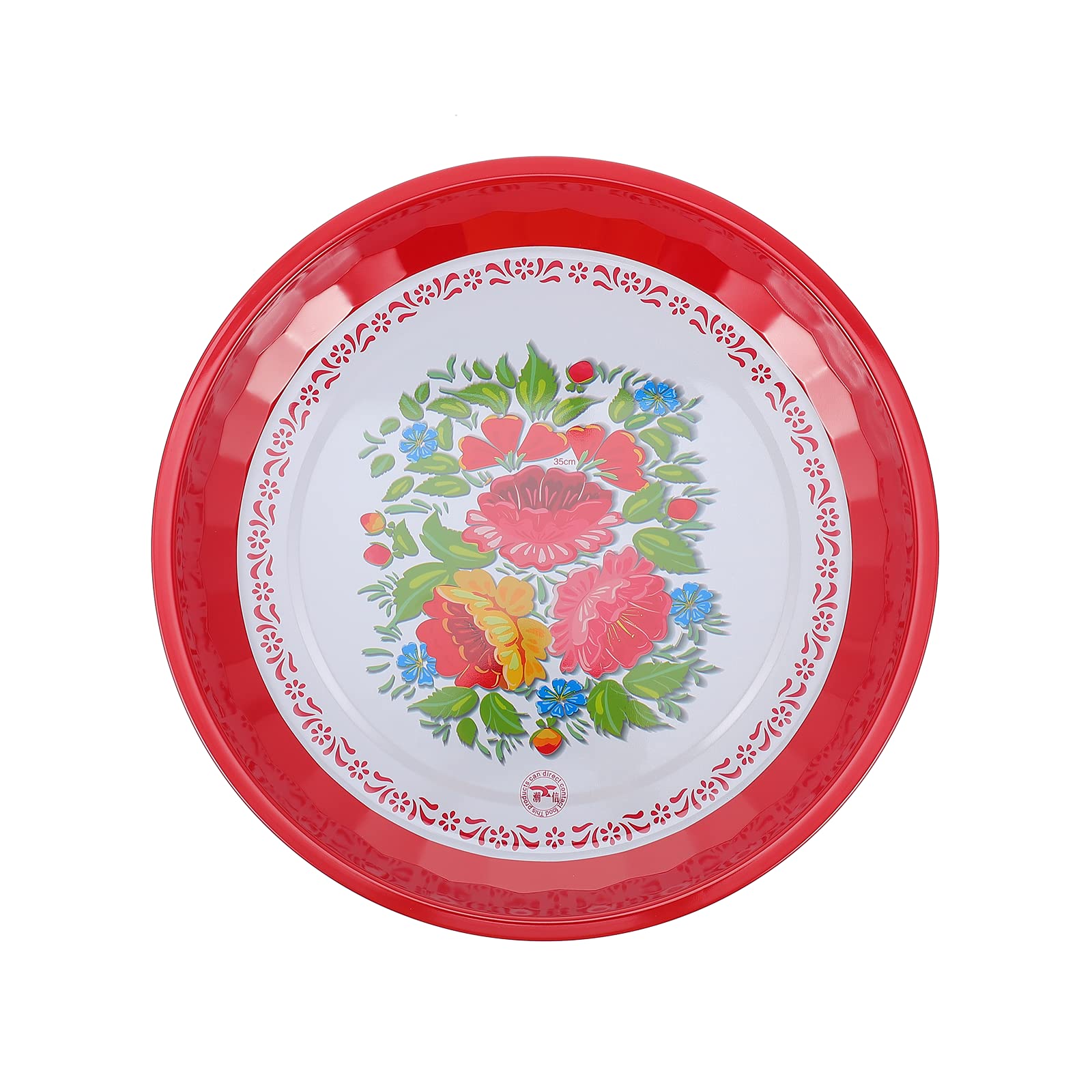 Vintage Enamel Plate - 35cm Red Retro Style Dish for Food Storage, Serving & Decoration | Perfect for Home, Hotel & Restaurant Use