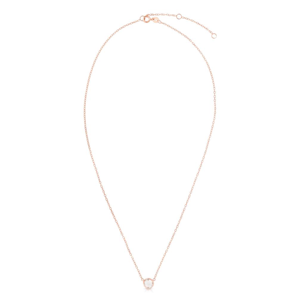 14K Gold & White Topaz Solitaire Necklace for Women - Elegant Dainty Pendant Jewelry Gift for Birthday, Anniversary & Valentine's Day - Perfect for Everyday Wear & Special Occasions