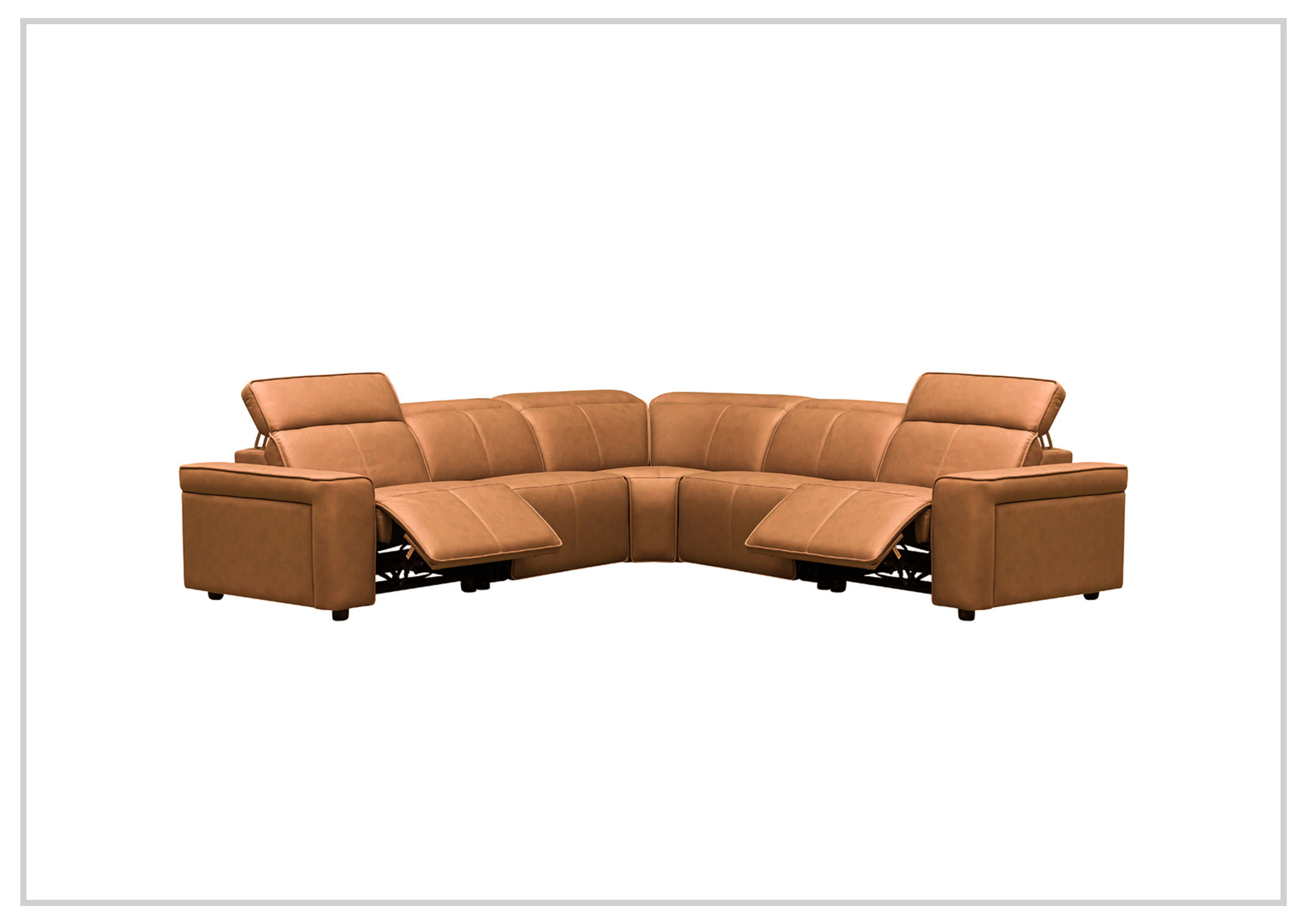Klaussner Leonardo 6-Piece Power Recliner Sectional Sofa Set with USB Charging - Modern L-Shaped Living Room Furniture for Home Theater & Family Gatherings