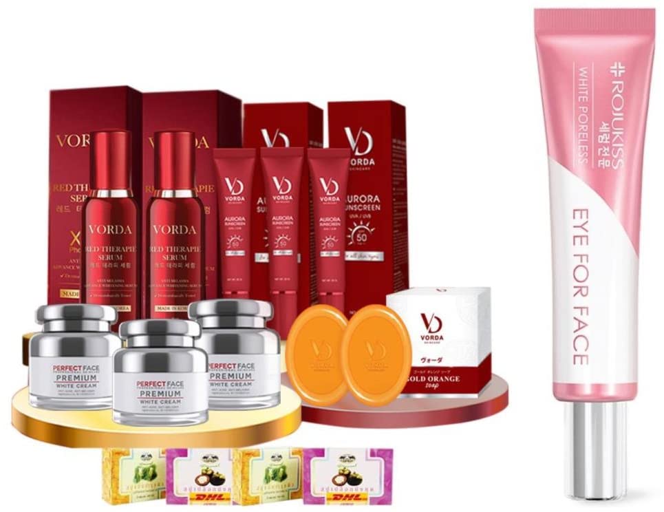 Premium VORDA P-7142 Lifting & Poreless Eye Cream Set - 10 Pcs Anti-Aging Treatment for Dark Circles & Wrinkles | DHL Express | Free Tomato Facial Mask Included | Perfect for Daily Skincare Routine & Gift Giving